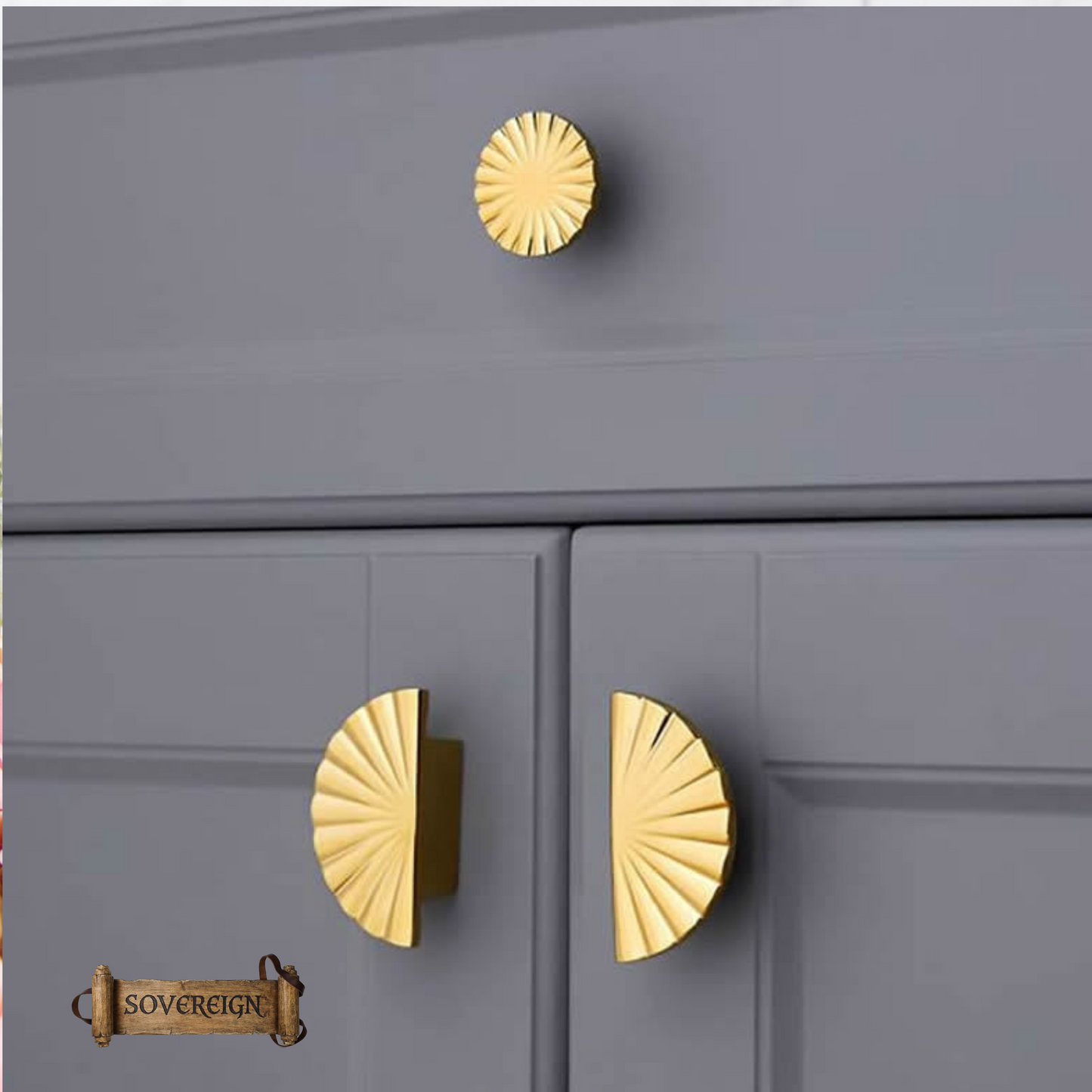 "Sassi Di Matera"Sovereign Fan Brass cabinet / Drawer Pull (4 Finishes)
