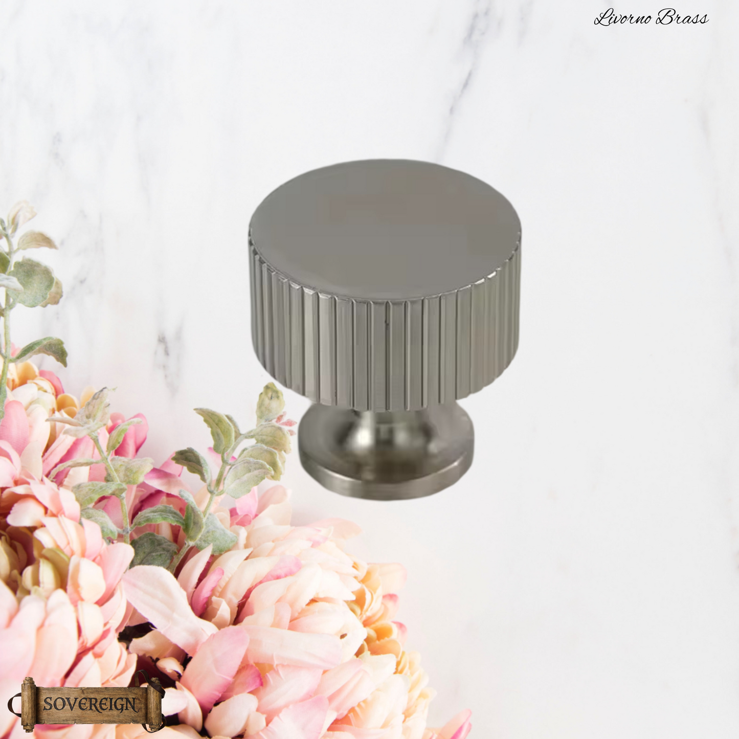 "Livorno"Sovereign Striped Brass Large cabinet / Drawer Knob 35mm dia-6 finishes