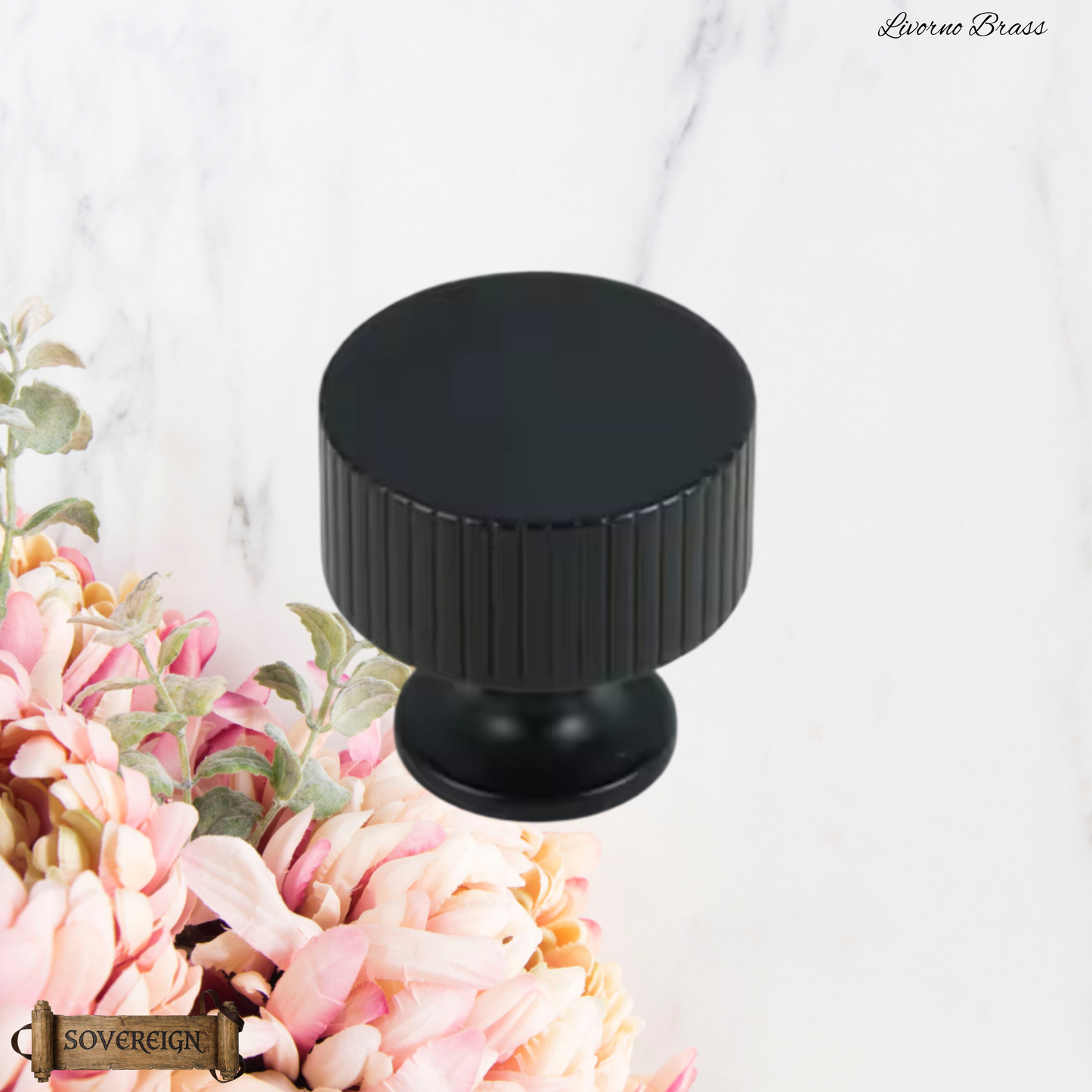 "Livorno"Sovereign Striped Brass Large cabinet / Drawer Knob 35mm dia-6 finishes