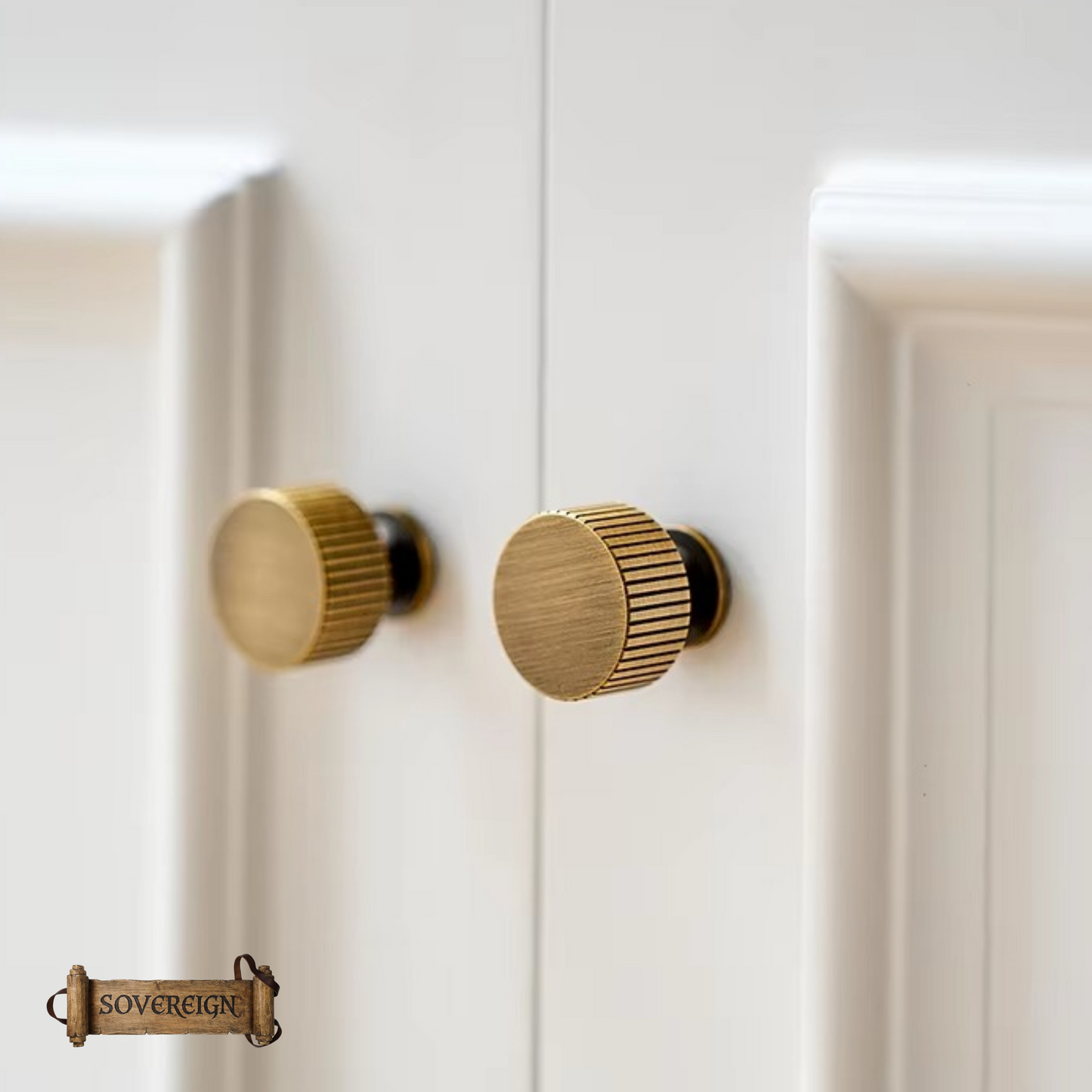 "Livorno"Sovereign Striped Brass Large cabinet / Drawer Knob 35mm dia-6 finishes