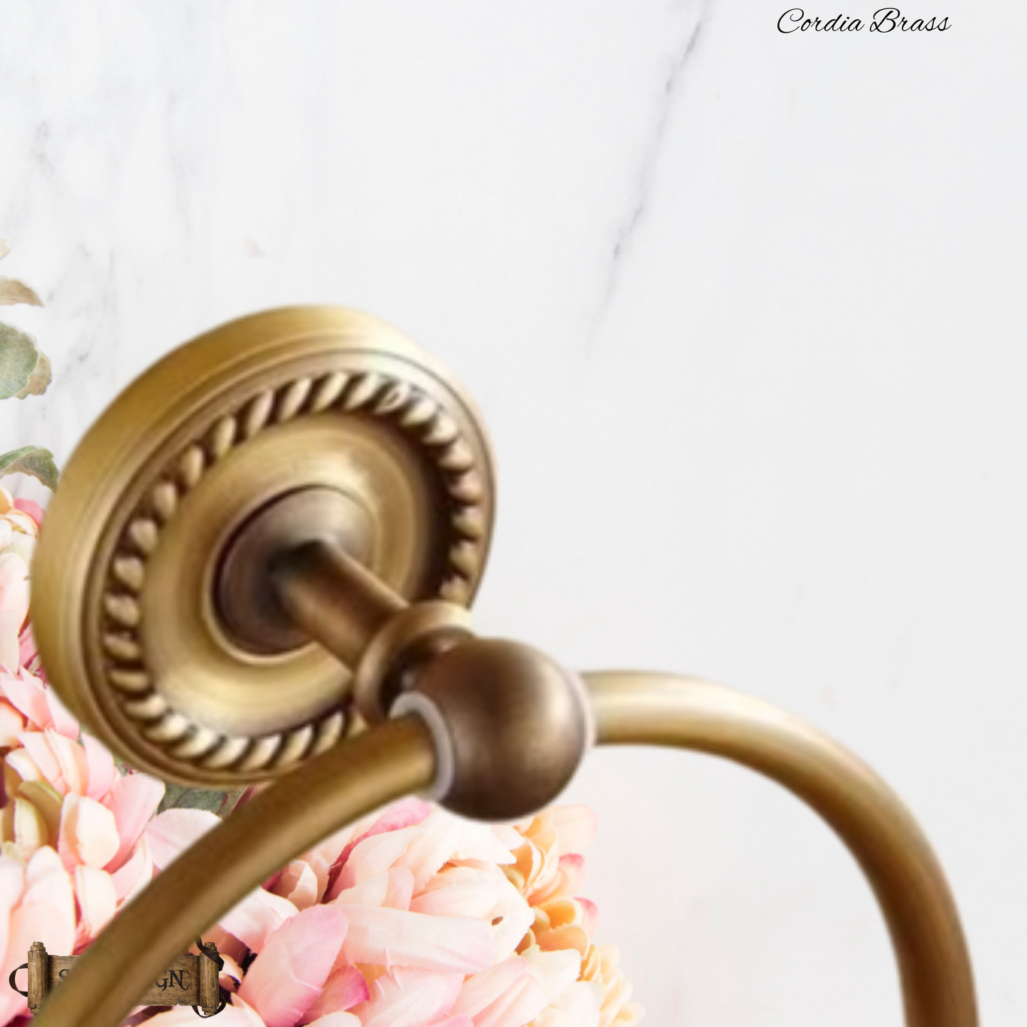 "Cordia" Sovereign Towel Ring -Standard antiqued brass 150mm dia