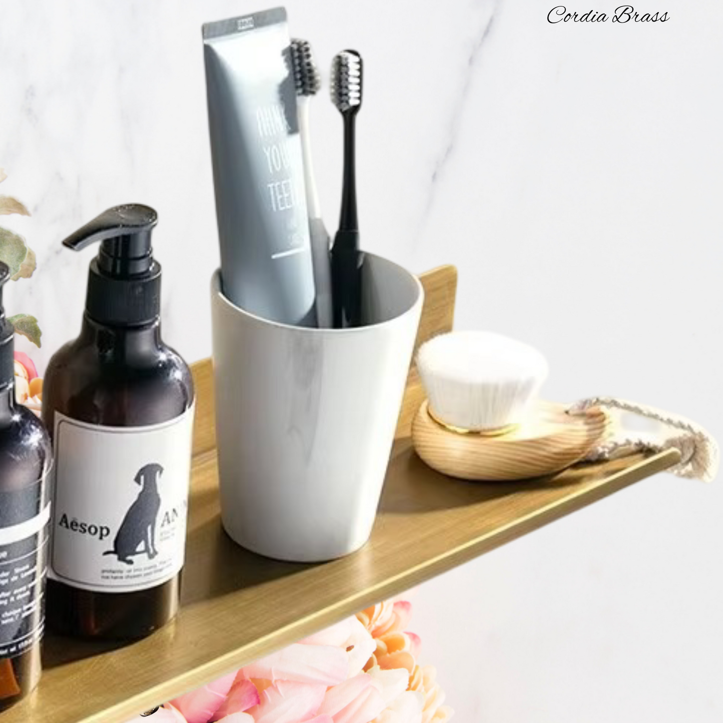 "Cordia" Sovereign Bathroom shelf antiqued brass 500mm x 120mm
