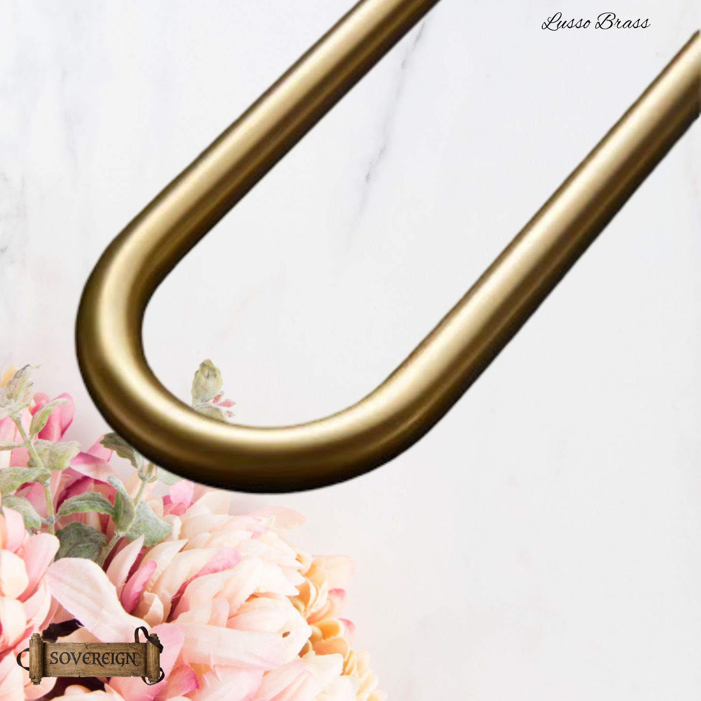 "Lusso" Sovereign Looped  2 Bar Towel Rail Brushed brass 600mmx120mmm