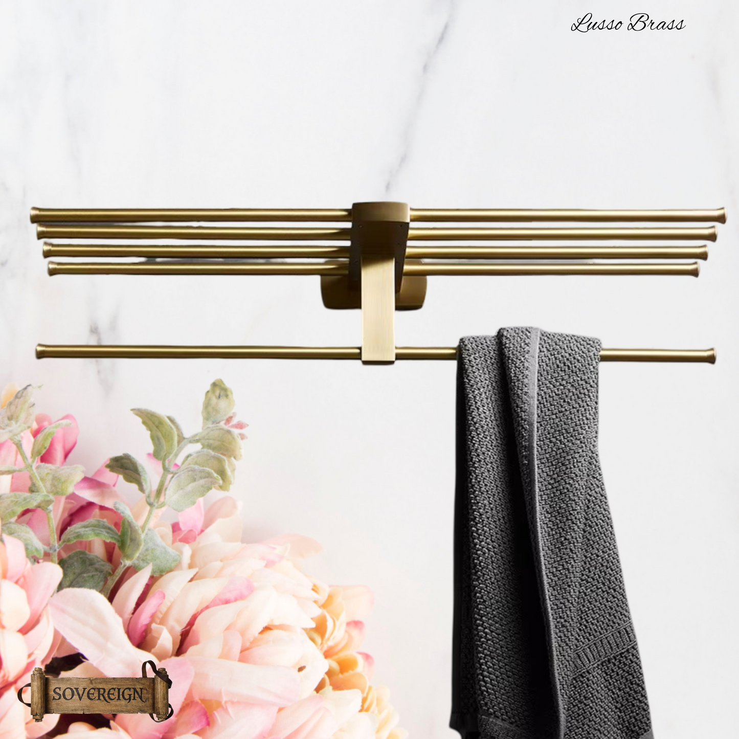 "Lusso" Sovereign 5 Bar Towel Rail Brushed brass 600mmx 200mm