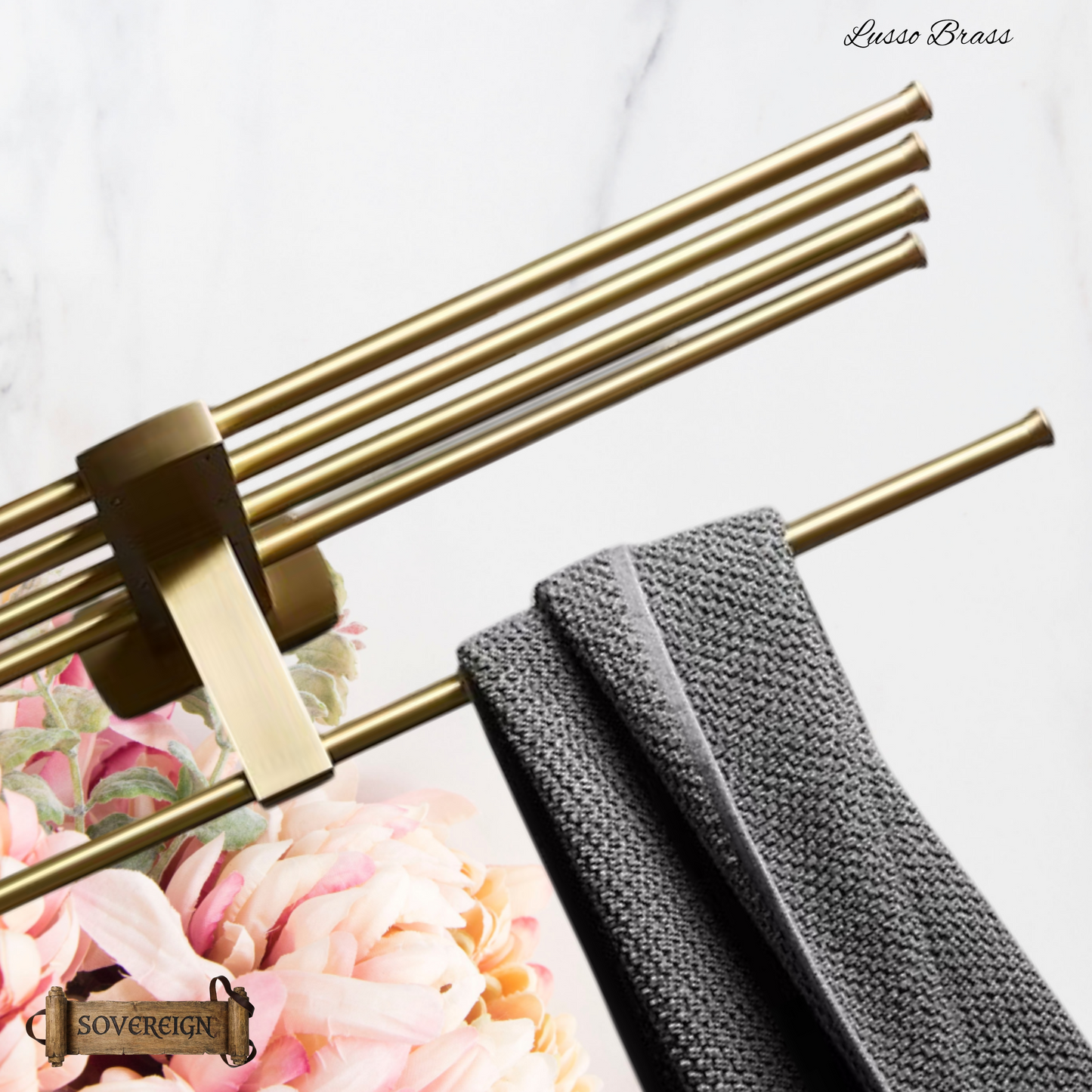 "Lusso" Sovereign 5 Bar Towel Rail Brushed brass 600mmx 200mm