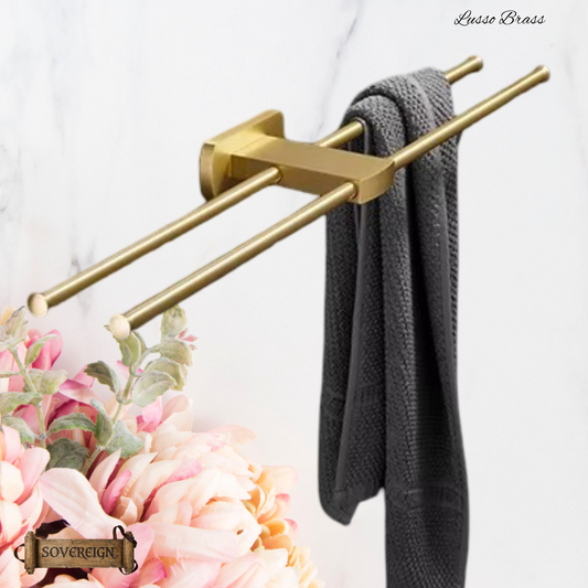 "Lusso" Sovereign 2 Bar Towel Rail Brushed brass 600mmx120mm