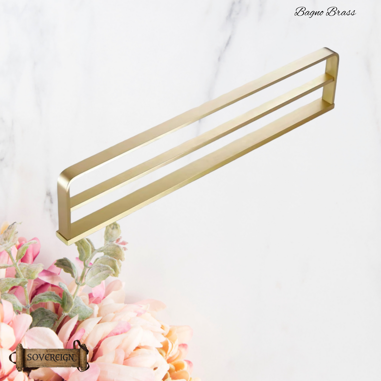 "Bagno"Sovereign Bathroom 2 Bar Towel Rack -Brushed brass