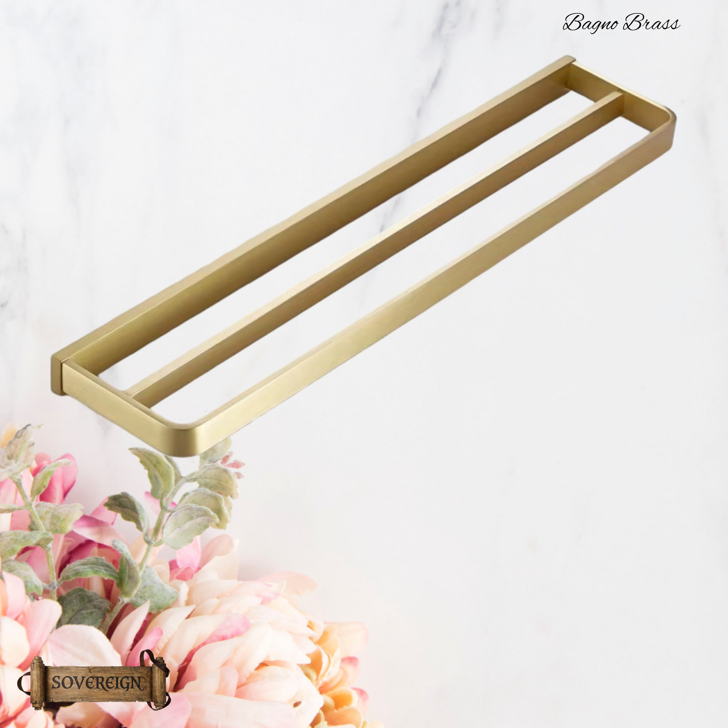 "Bagno"Sovereign Bathroom 2 Bar Towel Rack -Brushed brass