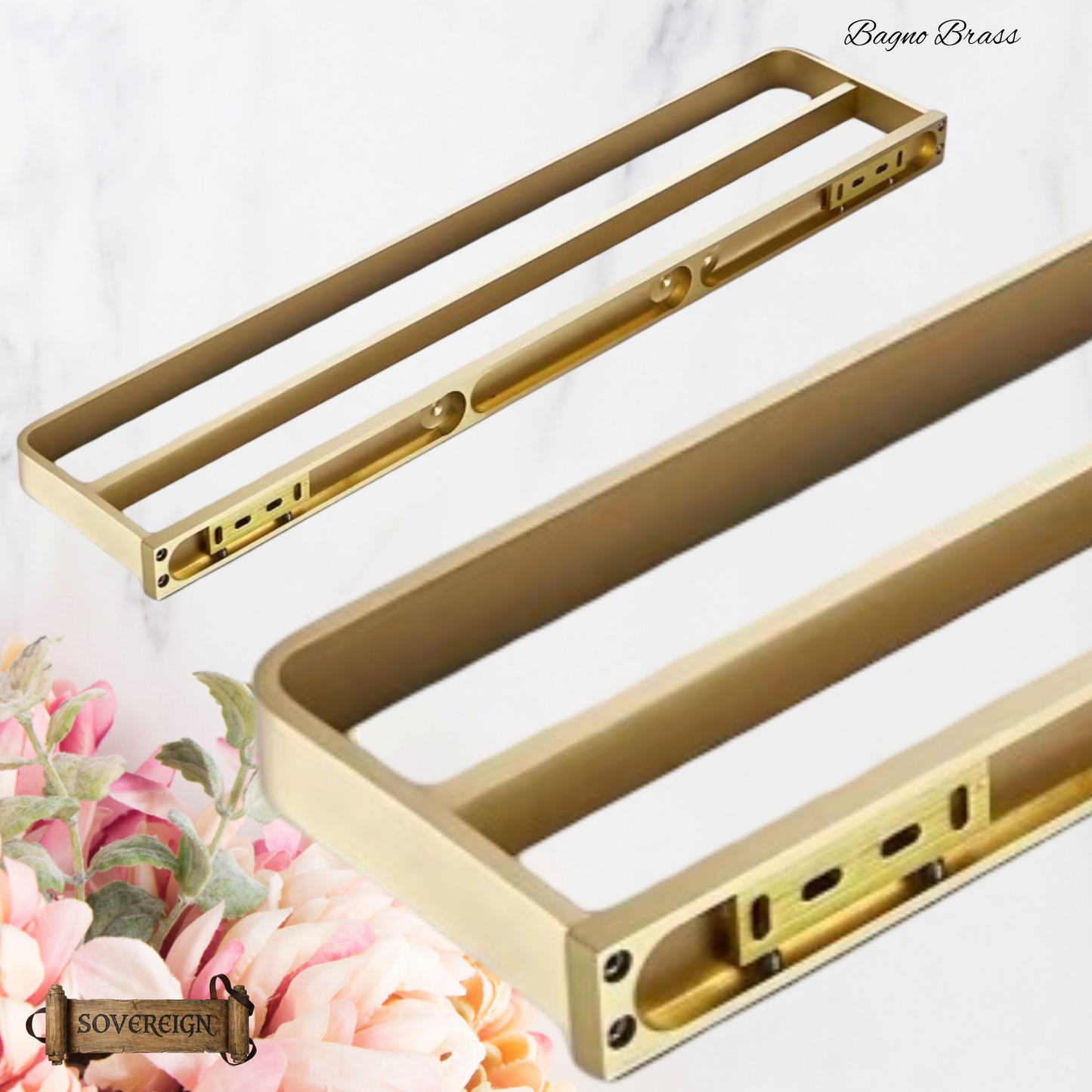 "Bagno"Sovereign Bathroom 2 Bar Towel Rack -Brushed brass
