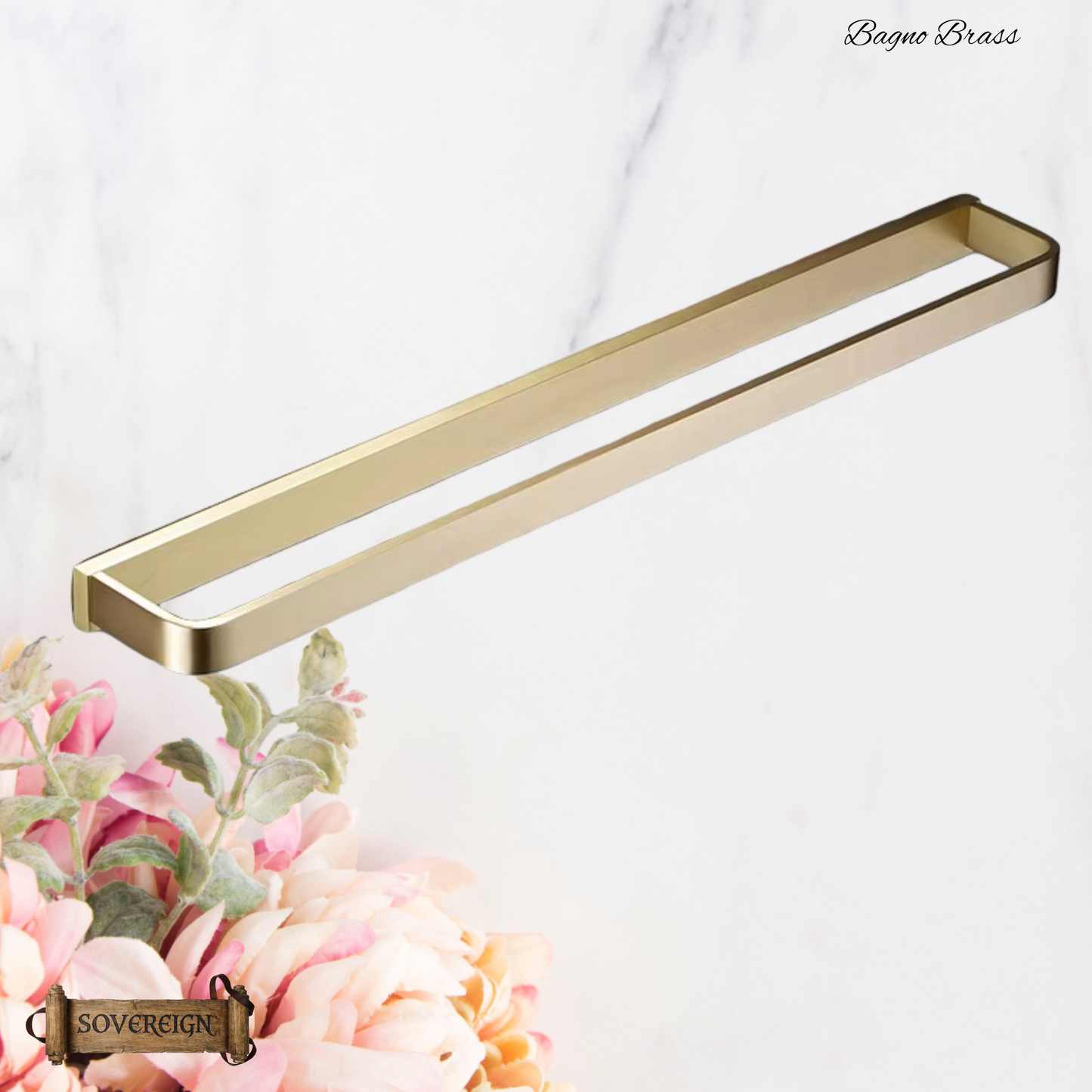 "Bagno"Sovereign Bathroom Sgl Bar Towel Rack -Brushed brass