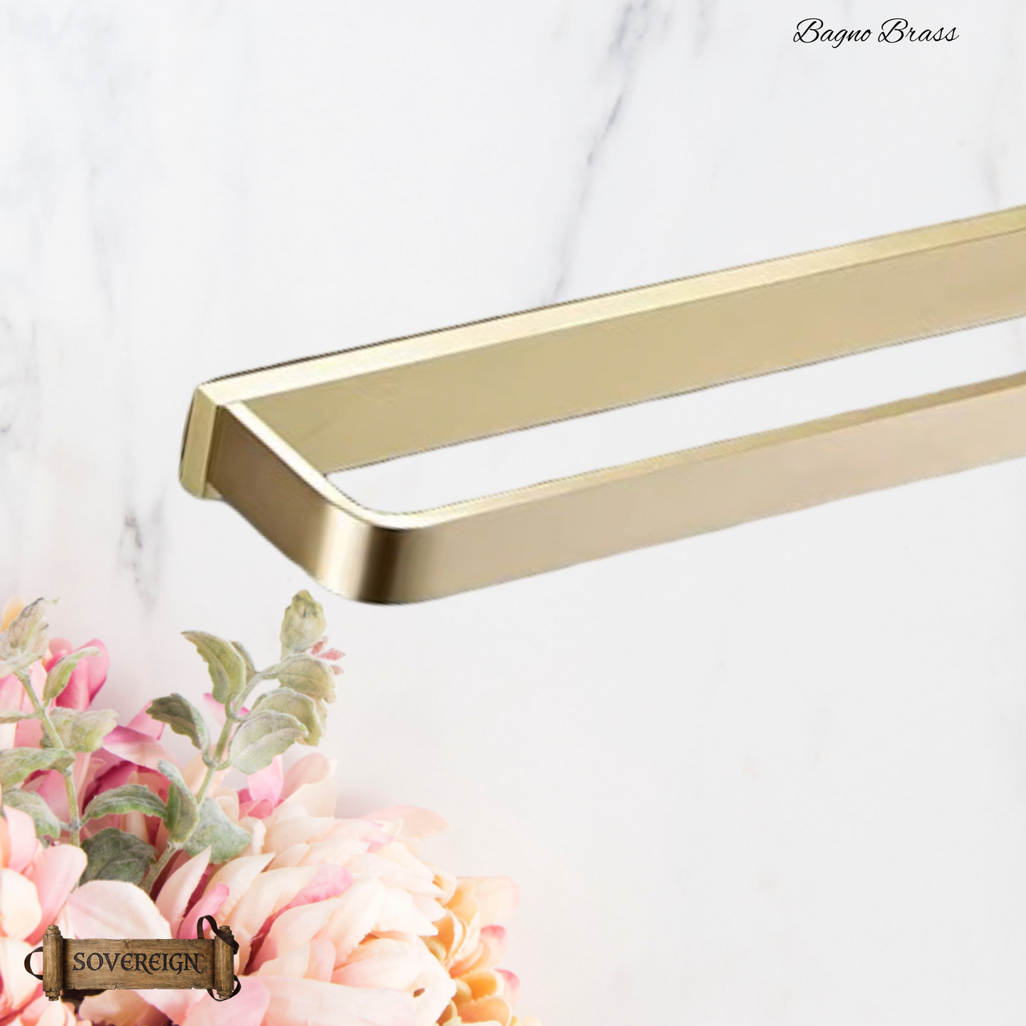 "Bagno"Sovereign Bathroom Sgl Bar Towel Rack -Brushed brass