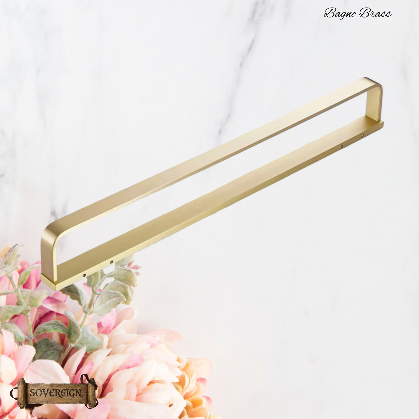 "Bagno"Sovereign Bathroom Sgl Bar Towel Rack -Brushed brass