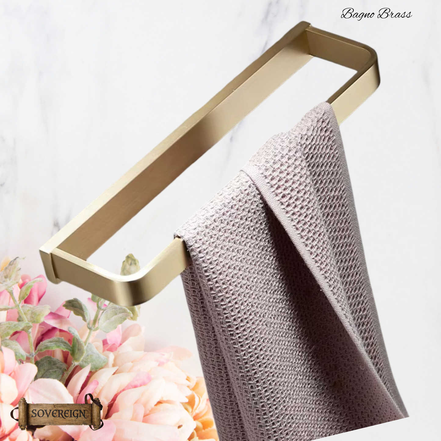 "Bagno"Sovereign Bathroom Hand Towel Rack -Brushed brass