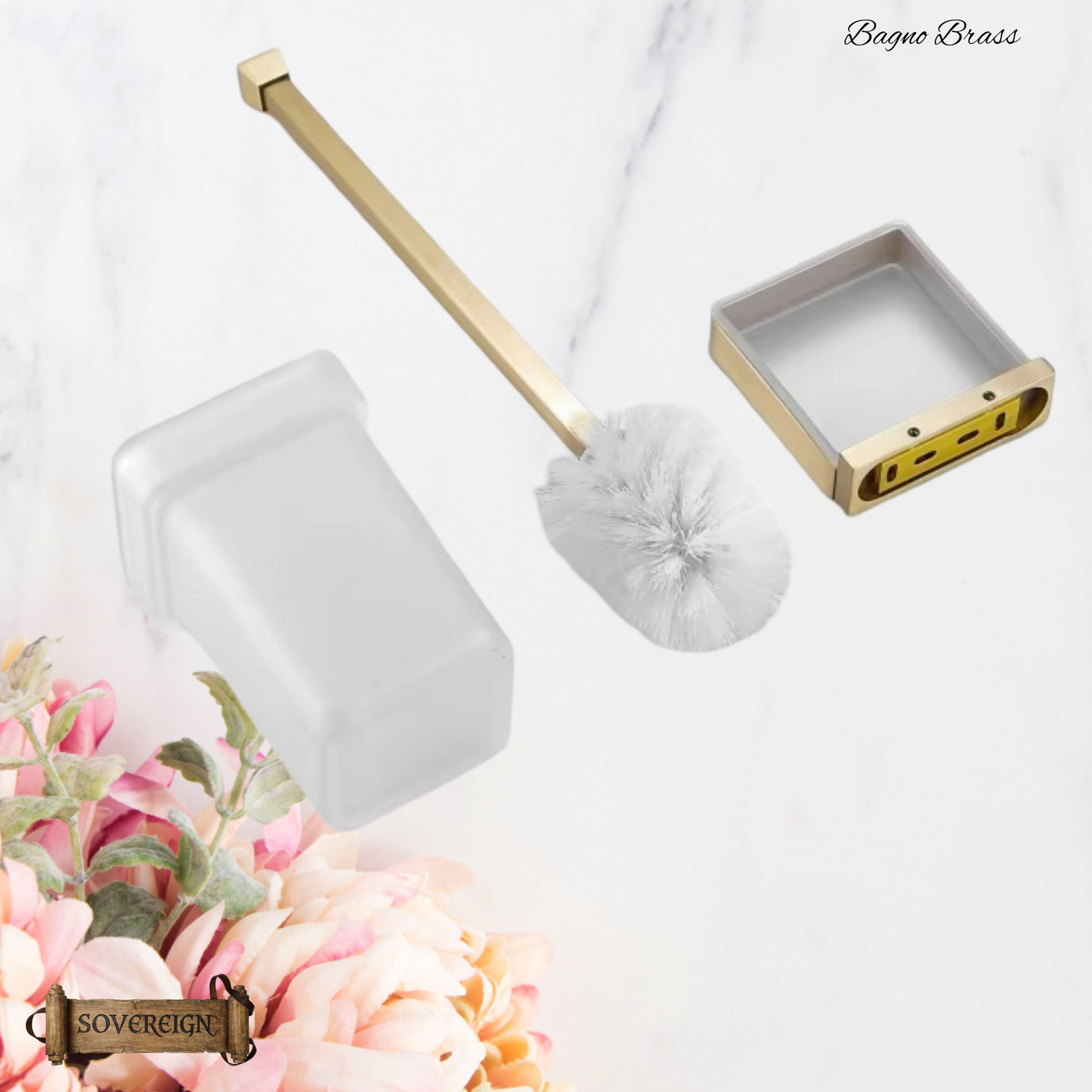 "Bagno"Sovereign Bathroom Toilet Brush holder -Brushed brass