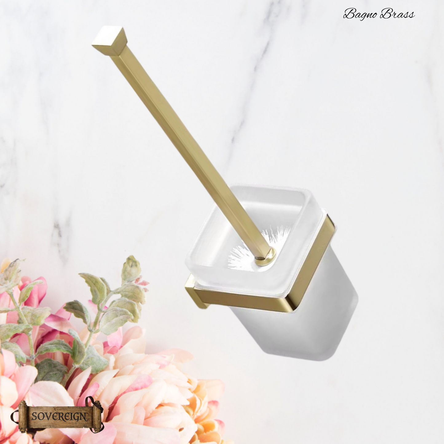 "Bagno"Sovereign Bathroom Toilet Brush holder -Brushed brass
