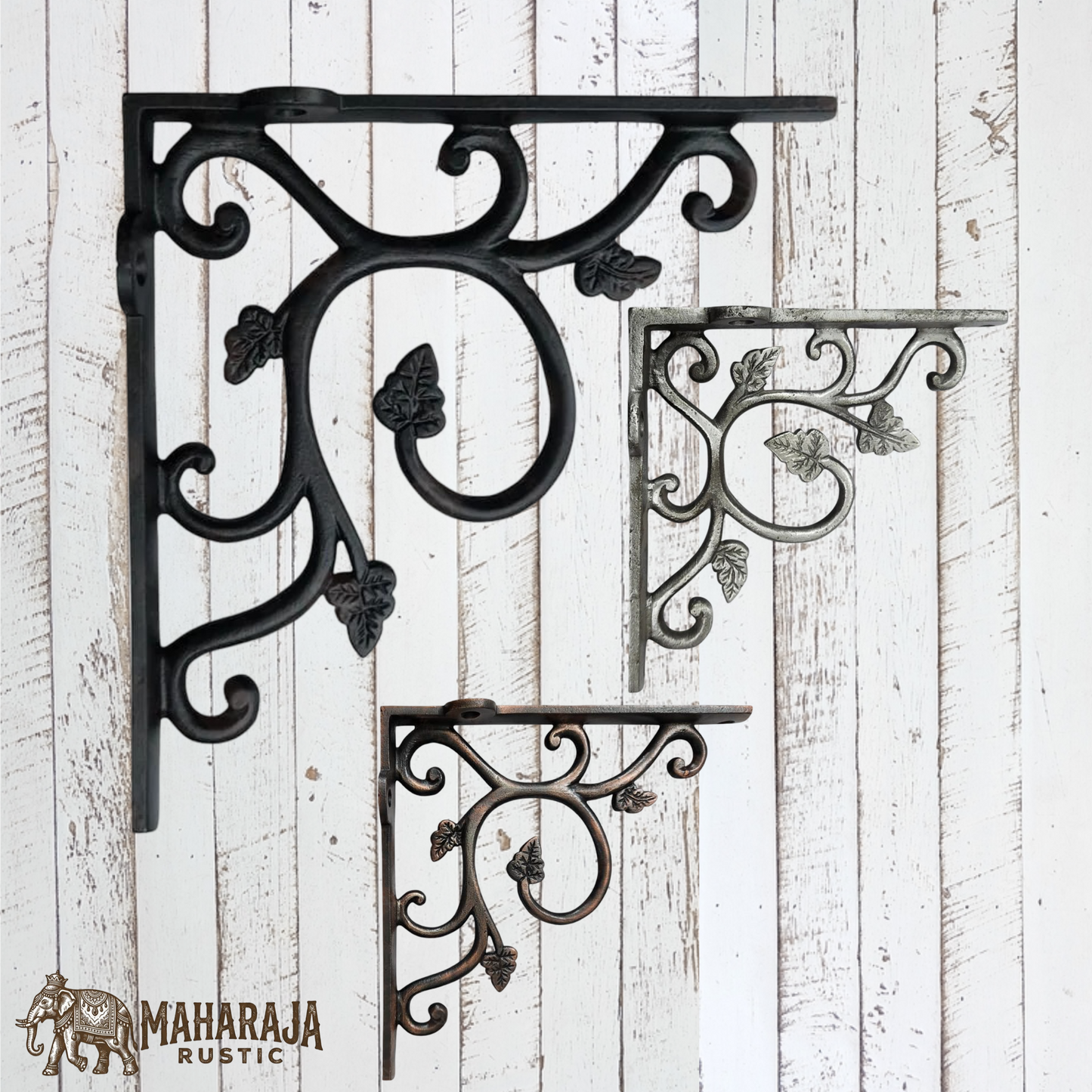 Cast iron Leaf shelf bracket 115mm x 115mm  (MAJ-815) 3 Colours