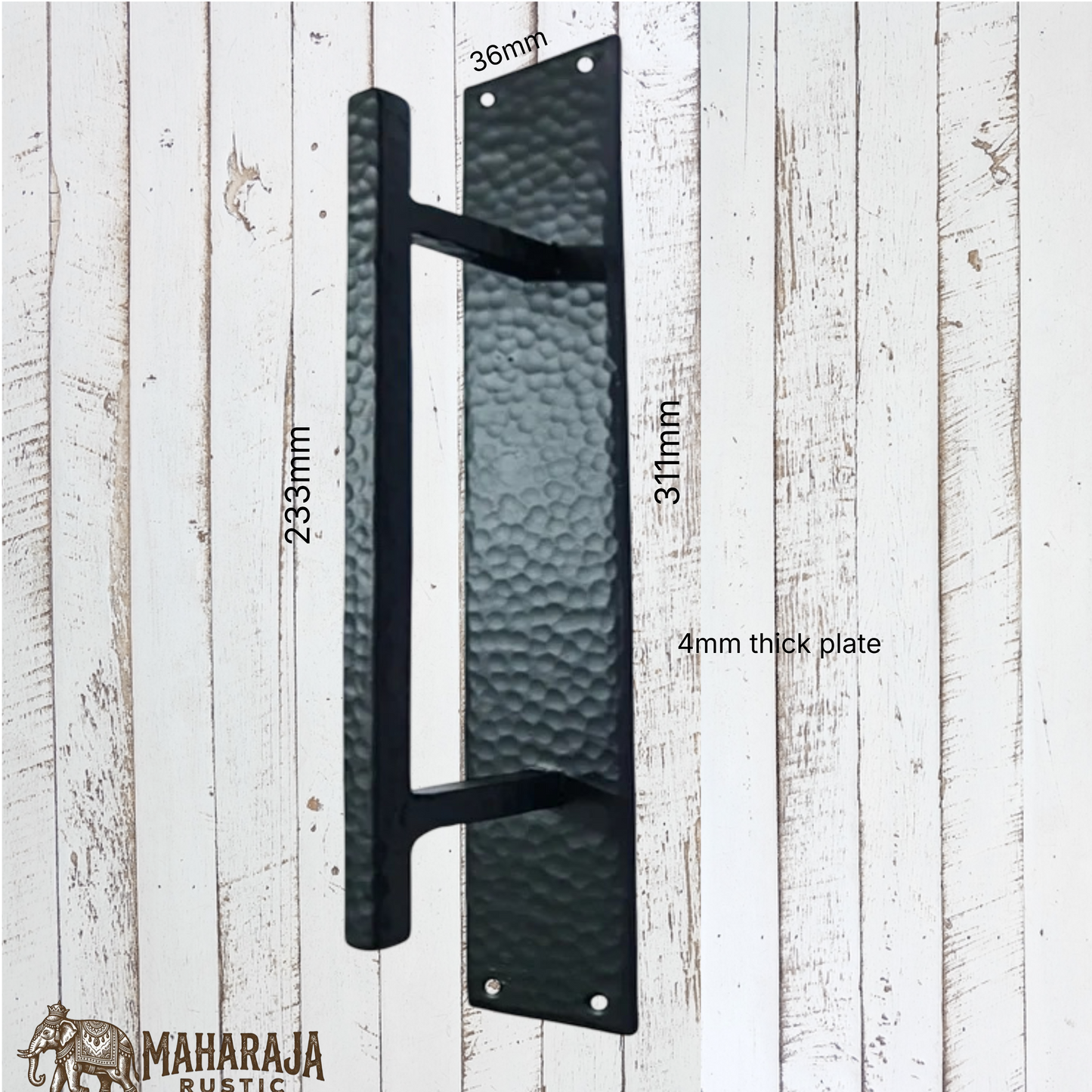 Hammered Cast Iron Iron Door Pull W/Back Plate 311mm (MAJ-823)