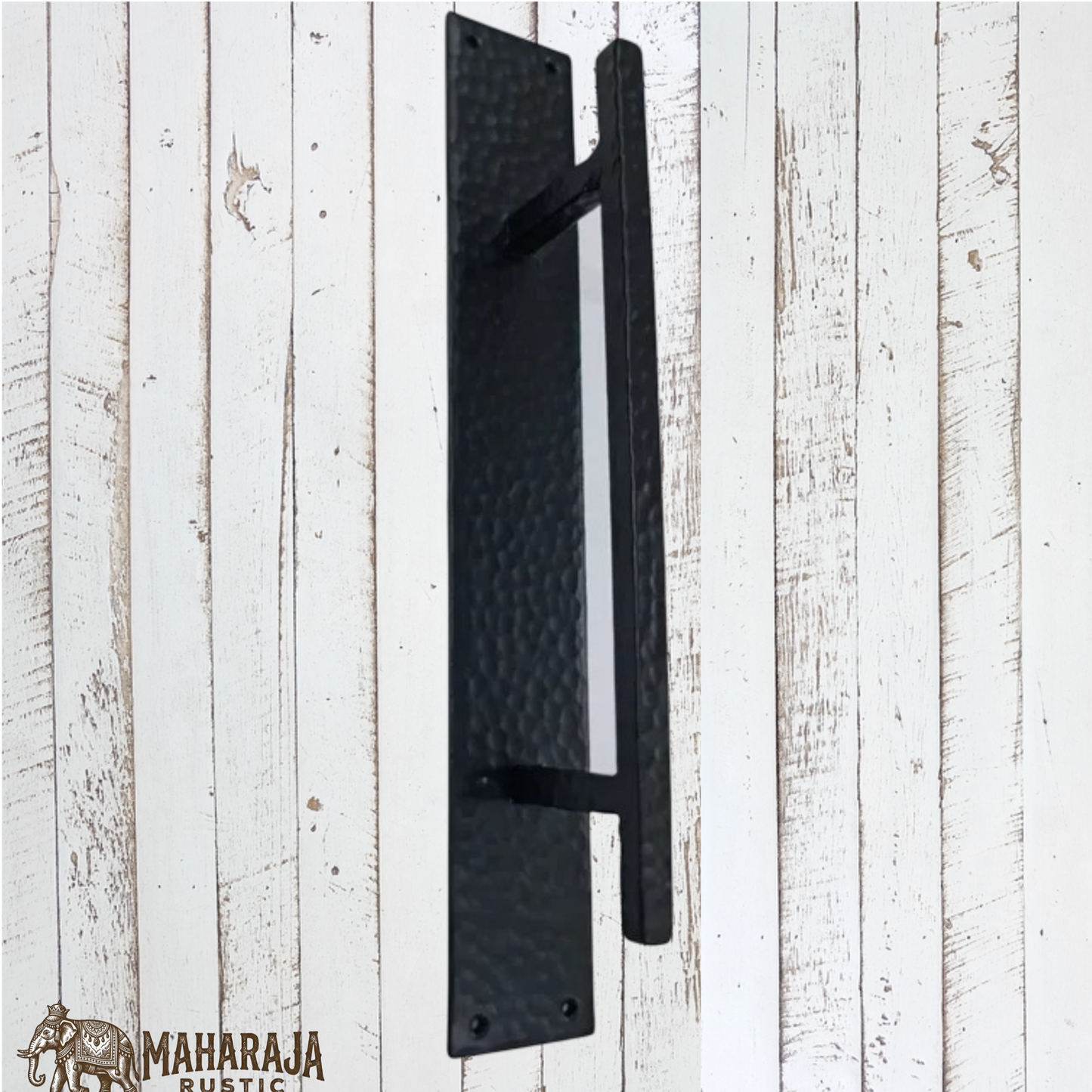 Hammered Cast Iron Iron Door Pull W/Back Plate 311mm (MAJ-823)