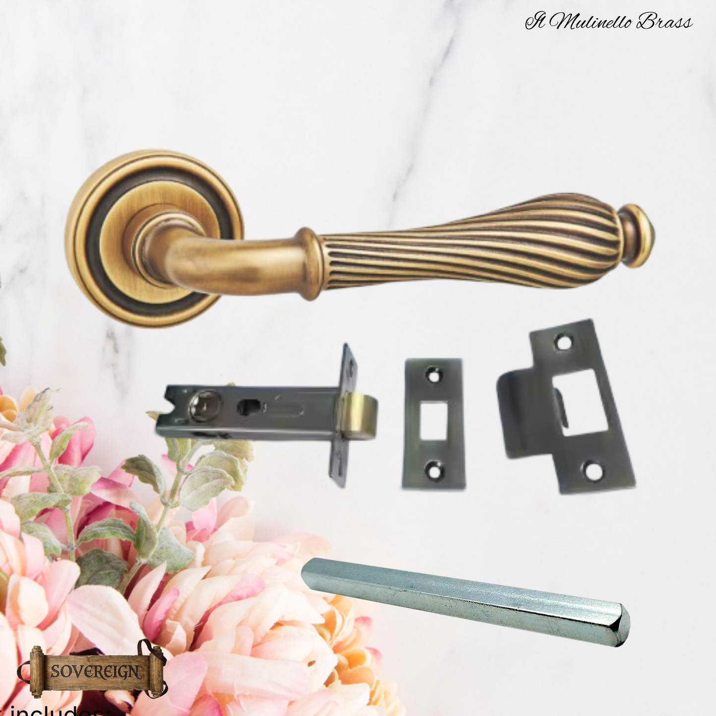 il mulinello Sovereign Antique Brass door handle lever
