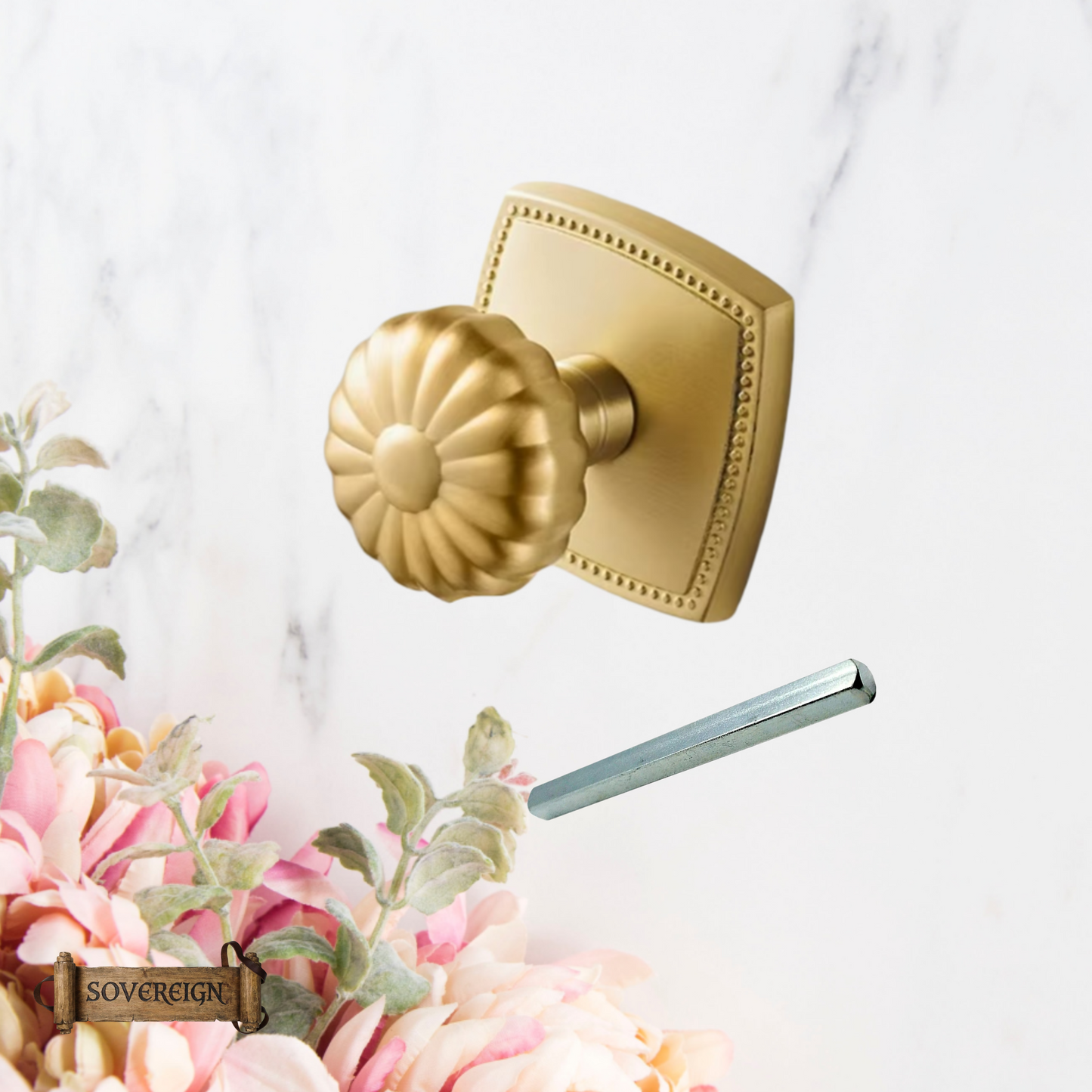 A Costa Sovereign Daisy brass Door knob (3 Finishes)