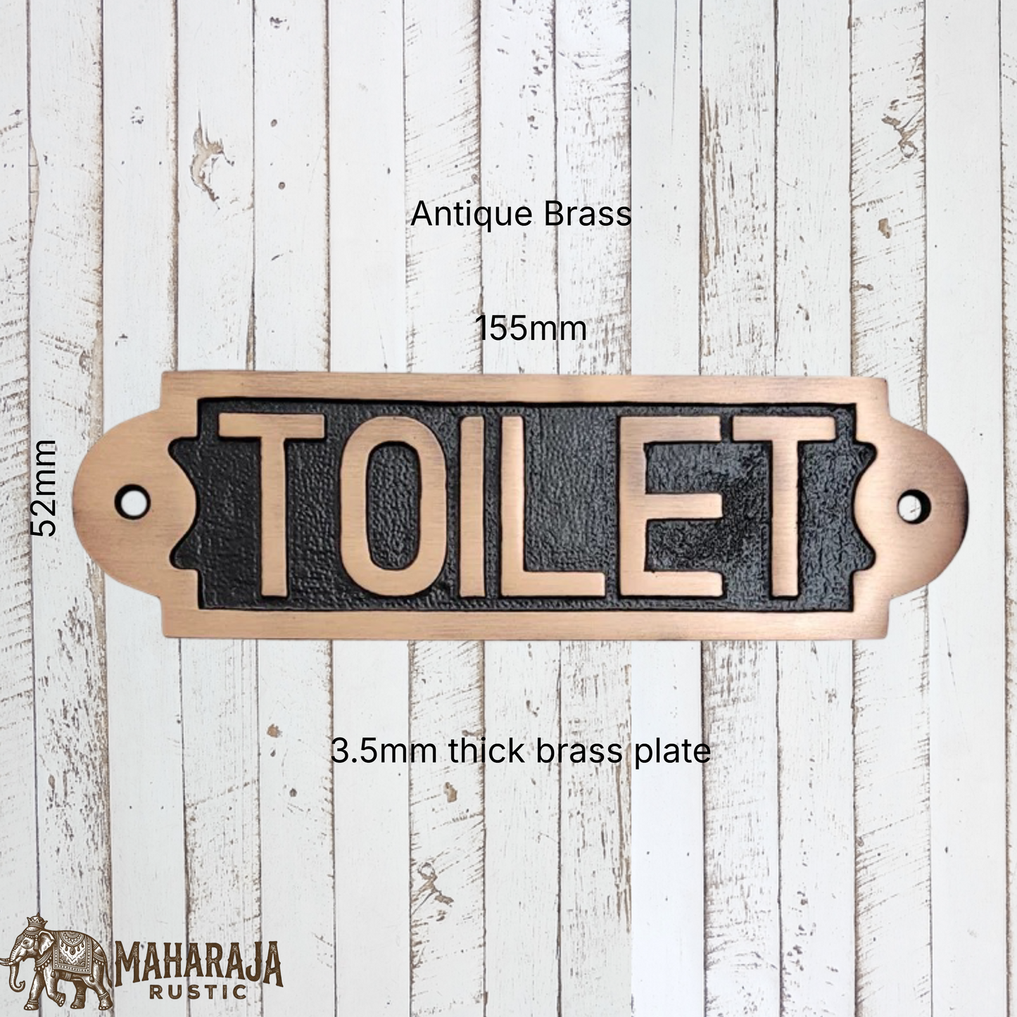 Antique Brass TOILET sign 155mm x 52mm (MAJ-834)