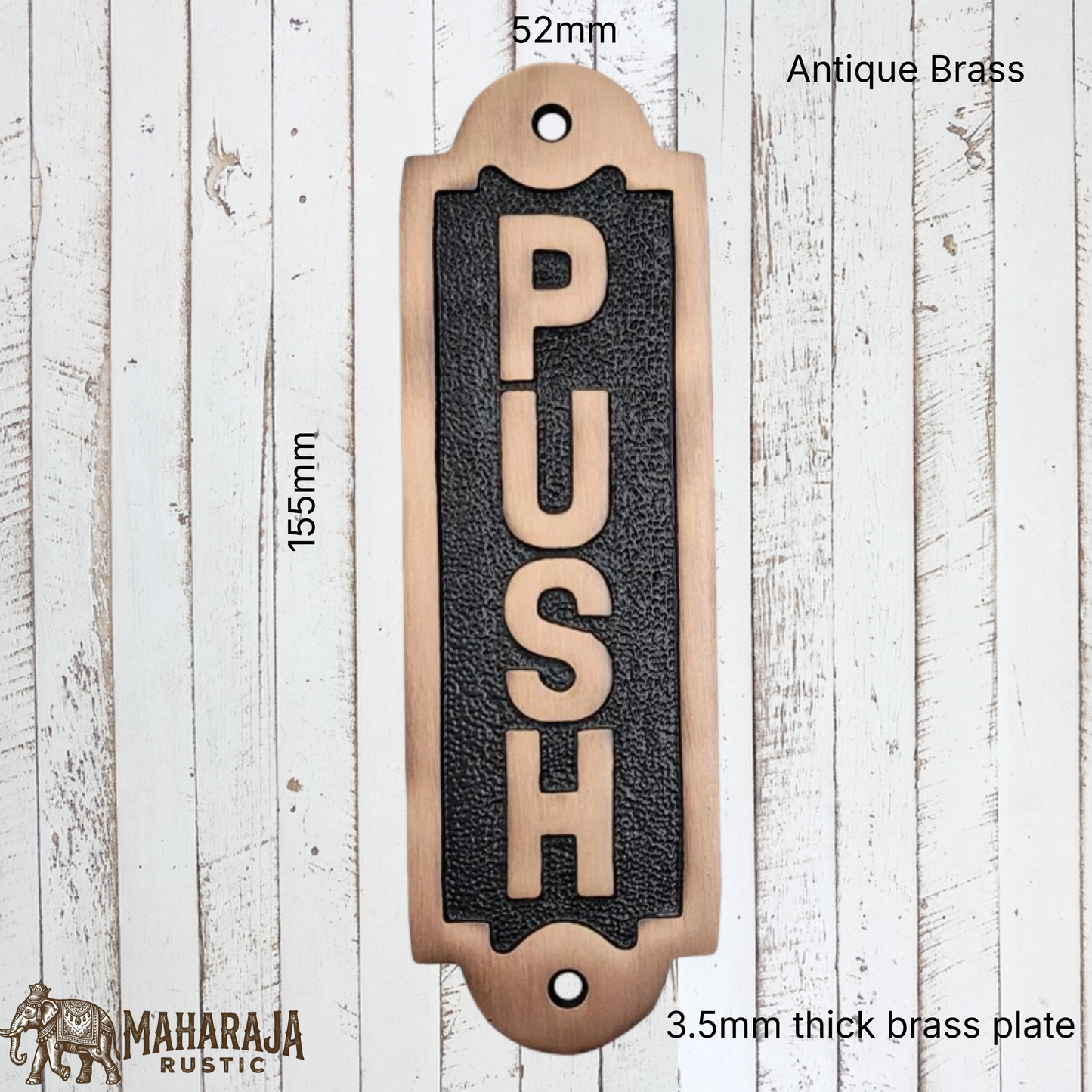 Antique Brass PUSH sign 155mm x 52mm (MAJ-835)