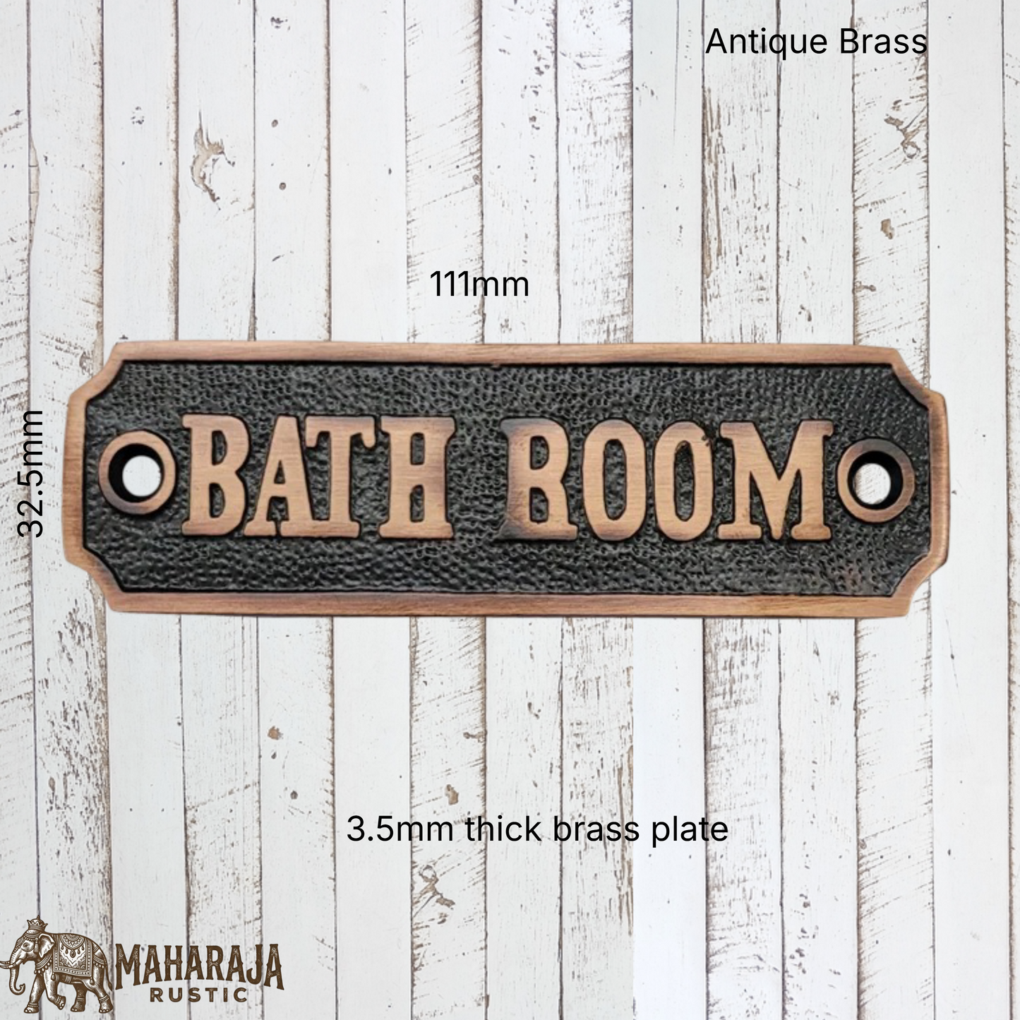 Antique Brass BATHROOM sign 111mm x 32.5mm (MAJ-836)