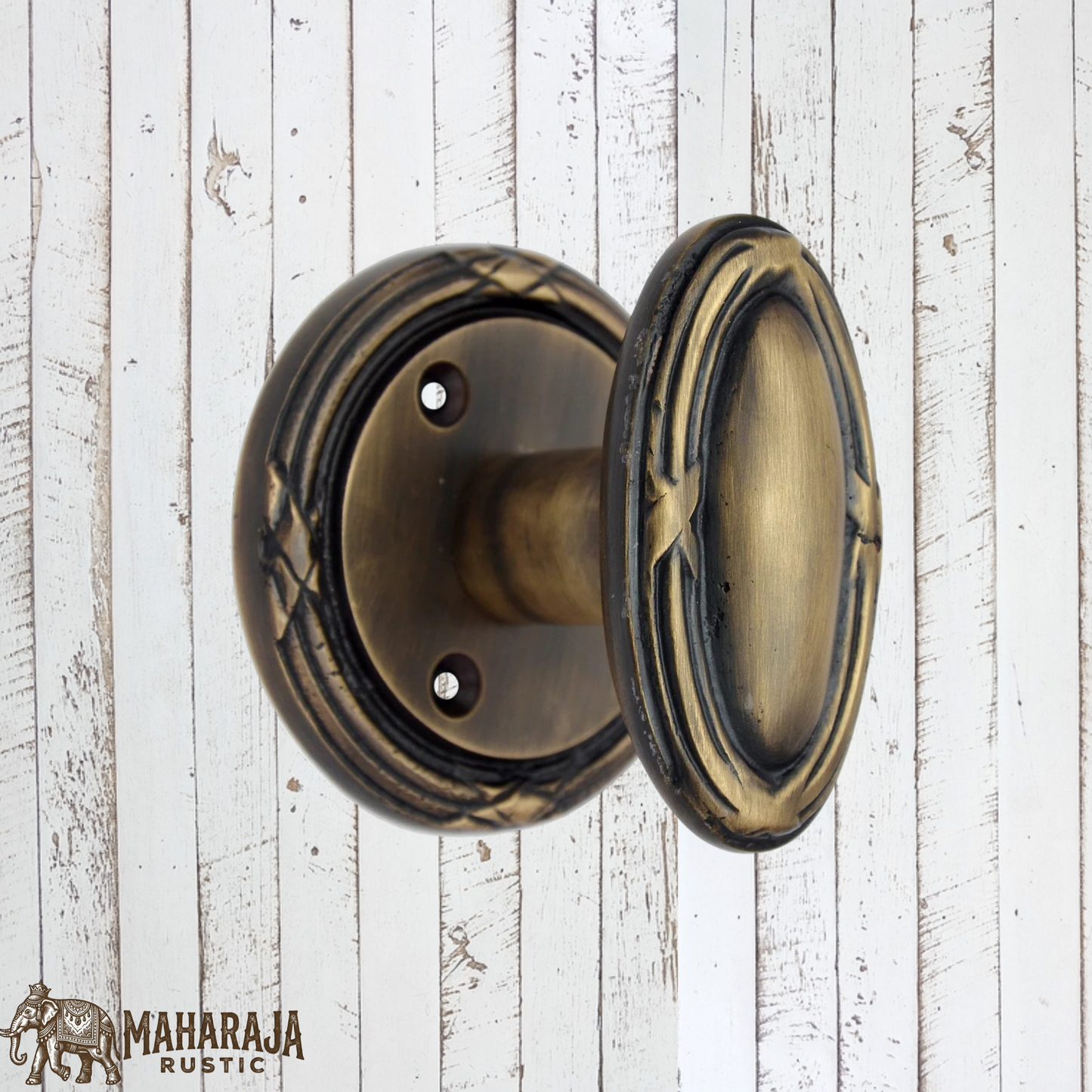 Rustic antique brass oval door knob 68mmx36mm knob (MAJ-838)