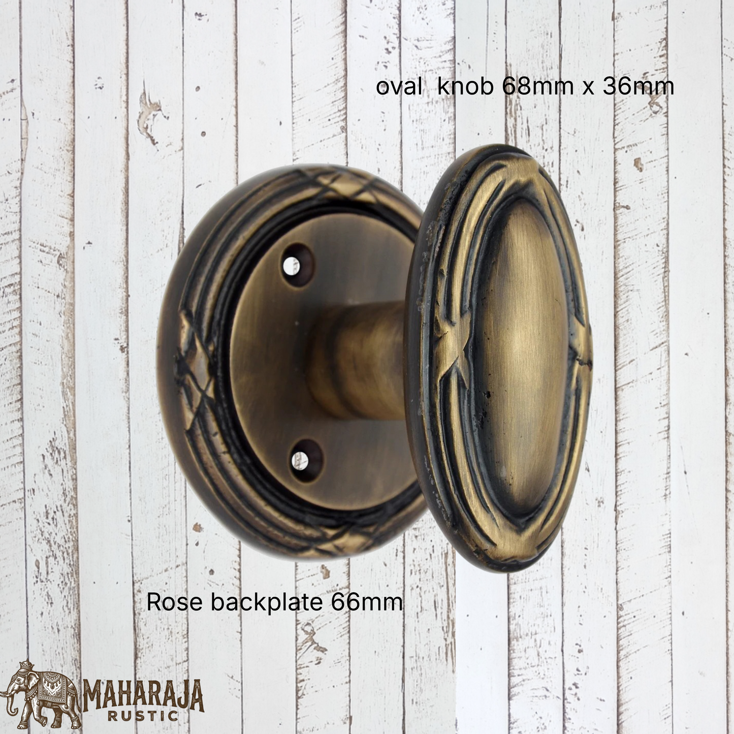 Rustic antique brass oval door knob 68mmx36mm knob (MAJ-838)