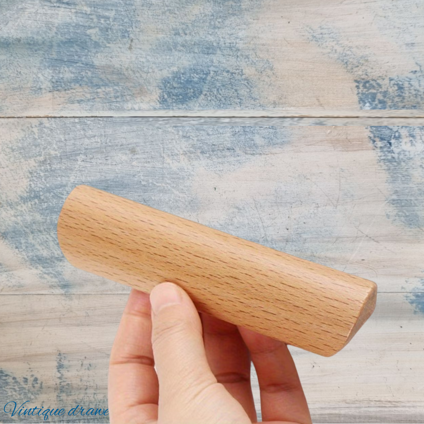 Lacquered Beach lipped cupboard wooden handle 128mm Long