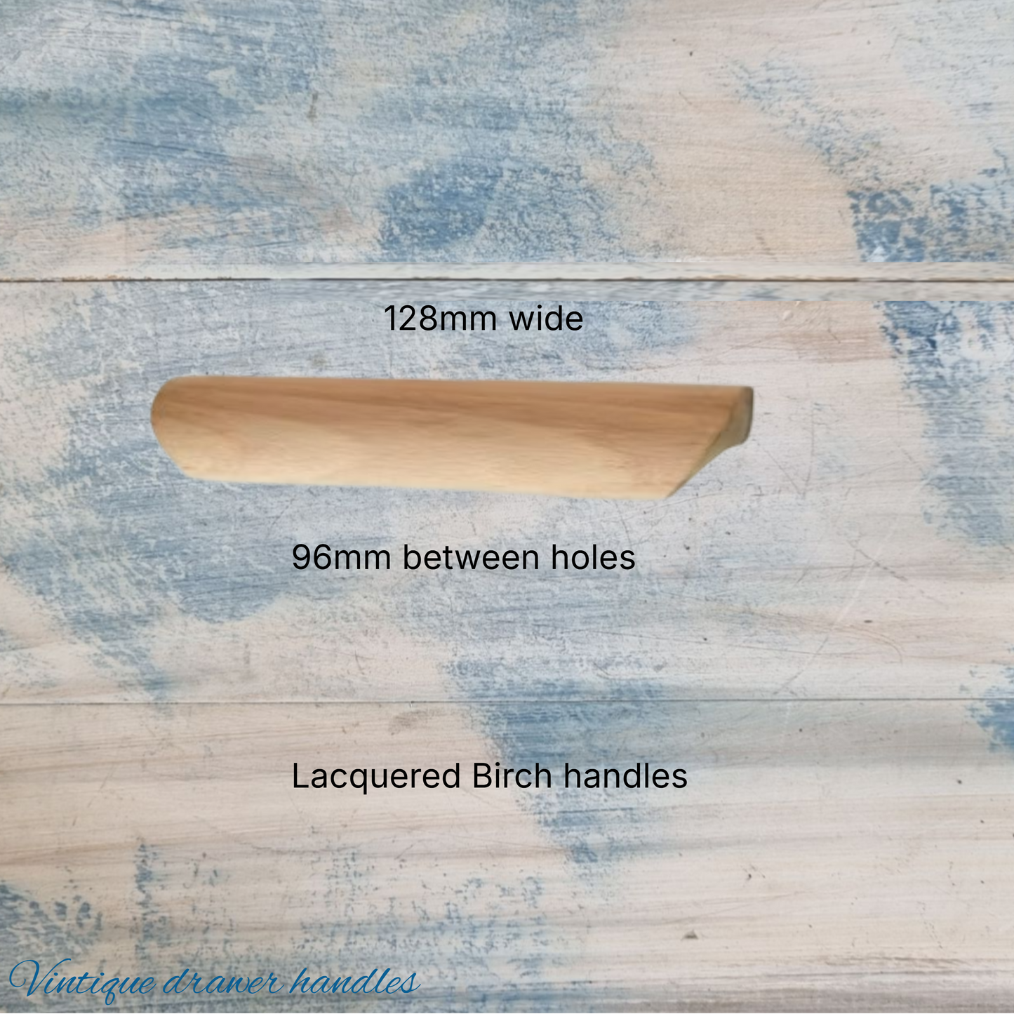 Lacquered Beach lipped cupboard wooden handle 128mm Long