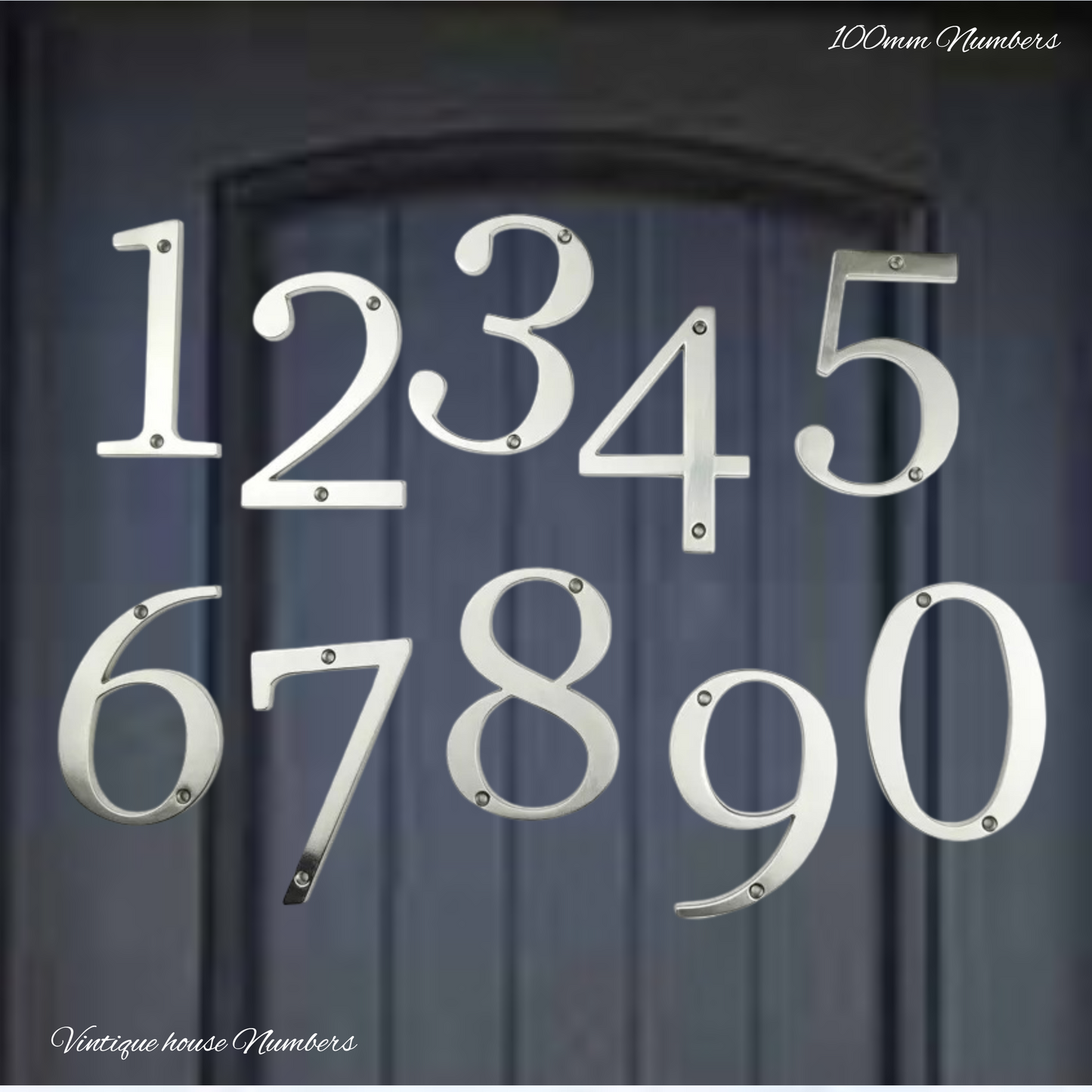 100mm Anodised alloy silver Number -Screw on  (0-9)