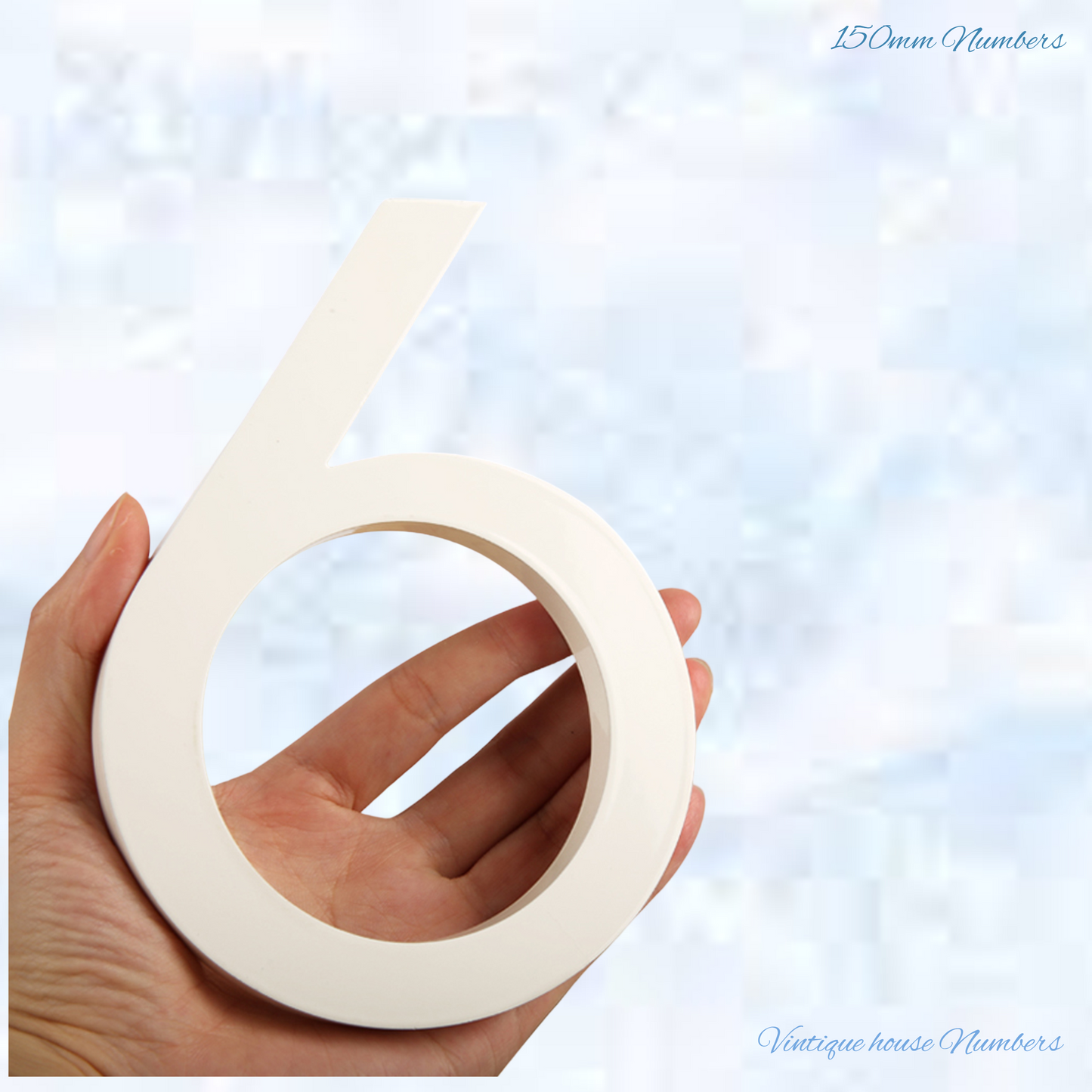 Narrow 150mm 304 White Aluminium floating Street numbers (0-9)