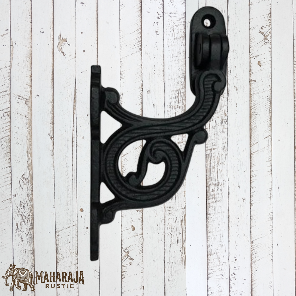 Ornate Iron stair rail bracket black (swivel seat) (MAJ-864)