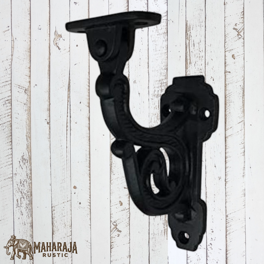 Ornate Iron stair rail bracket black (swivel seat) (MAJ-864)