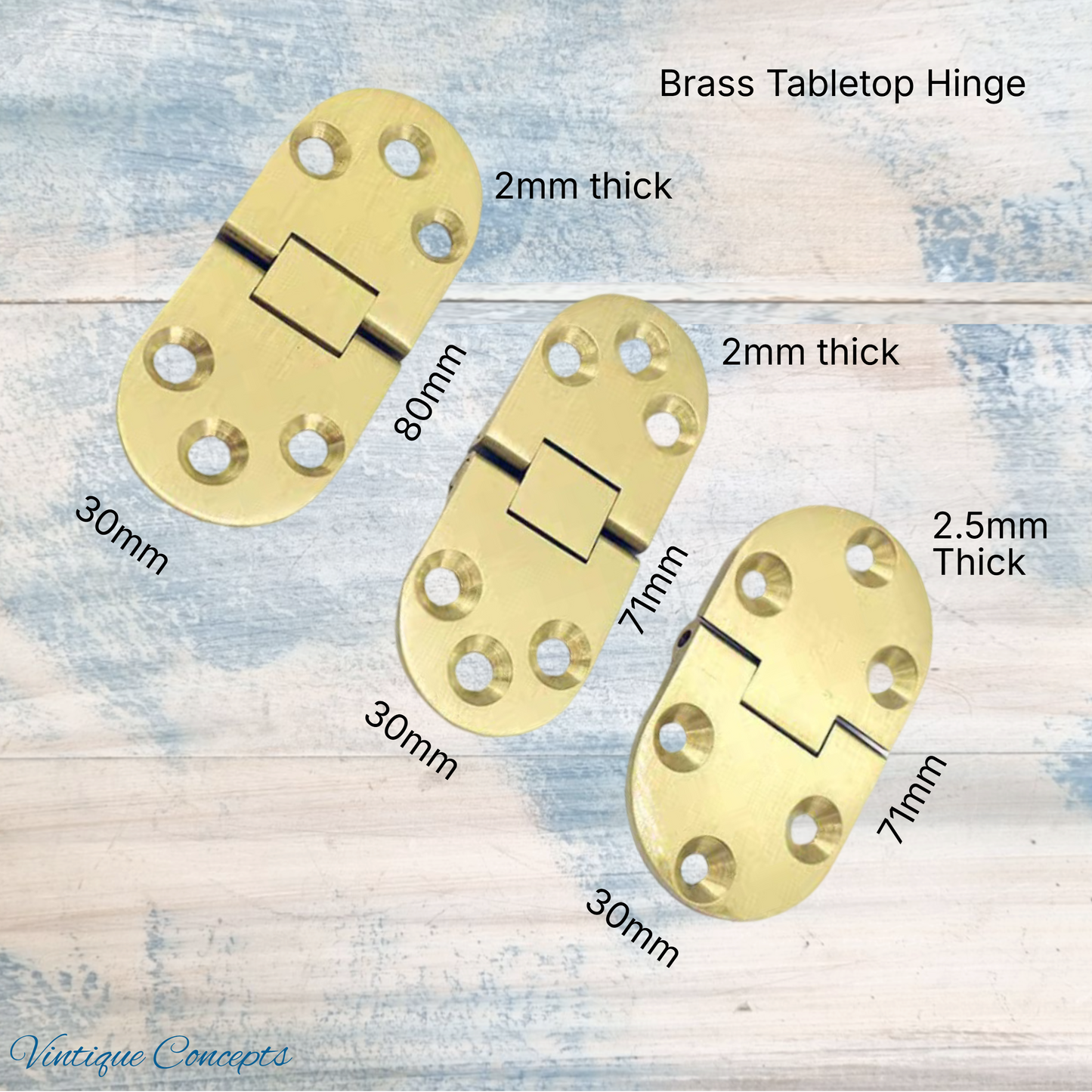 Cucina Solid brass TableTop Hinge -3 sizes for marine,tables and more