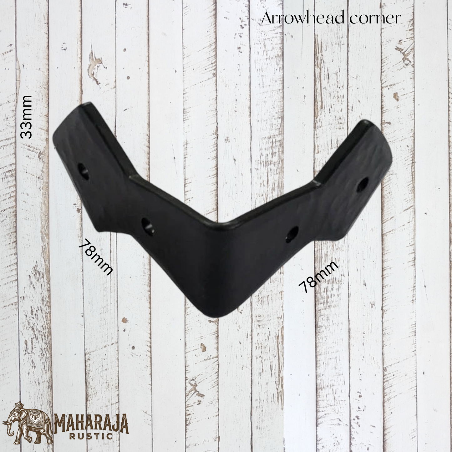 Forged Black Iron Arrowhead corner strap  (pair)78x78xmm(MAJ-874)