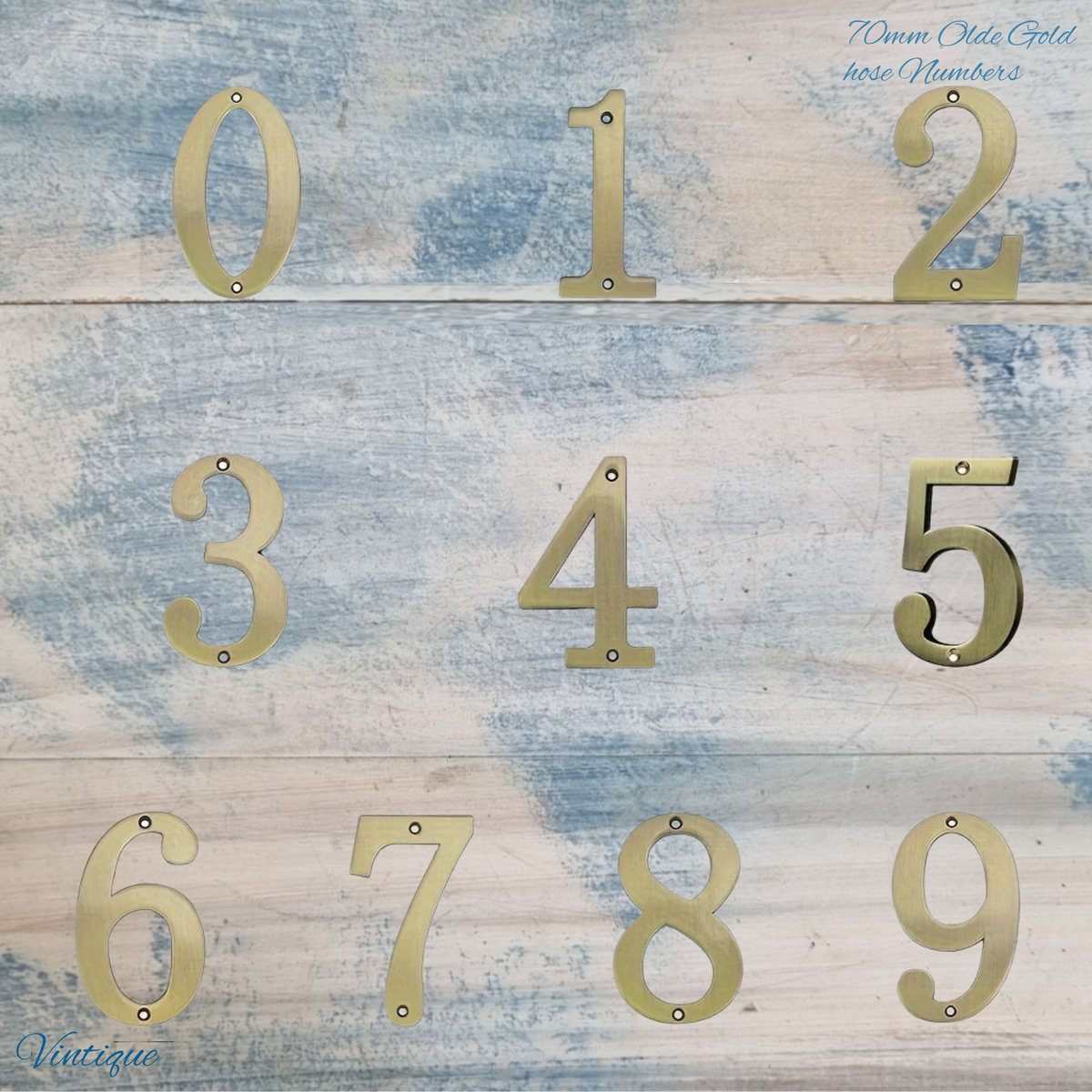 electroplated Olde Gold 70mm  house number 0-9