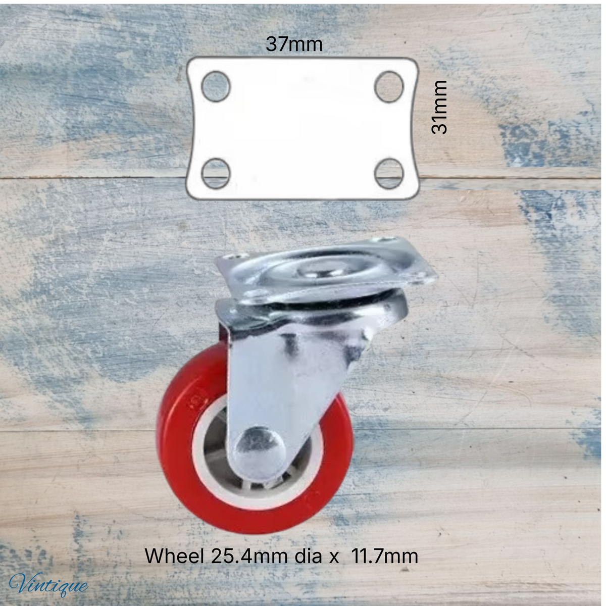 Red Urethane swivel castor wheel -25.4mm wheel