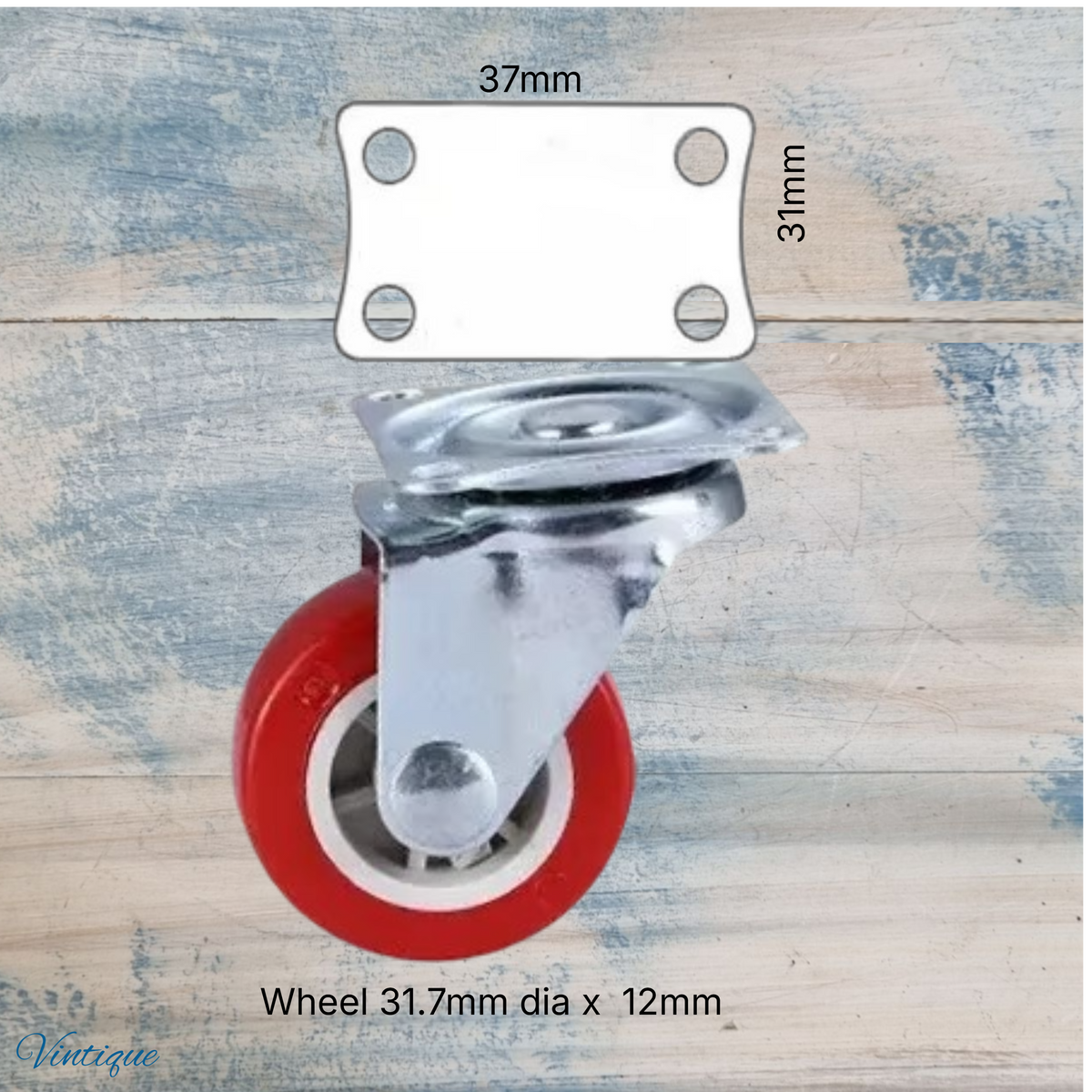 Red Urethane swivel castor wheel -31.7mm wheel