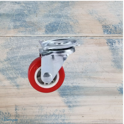 Red Urethane swivel castor wheel -25.4mm wheel