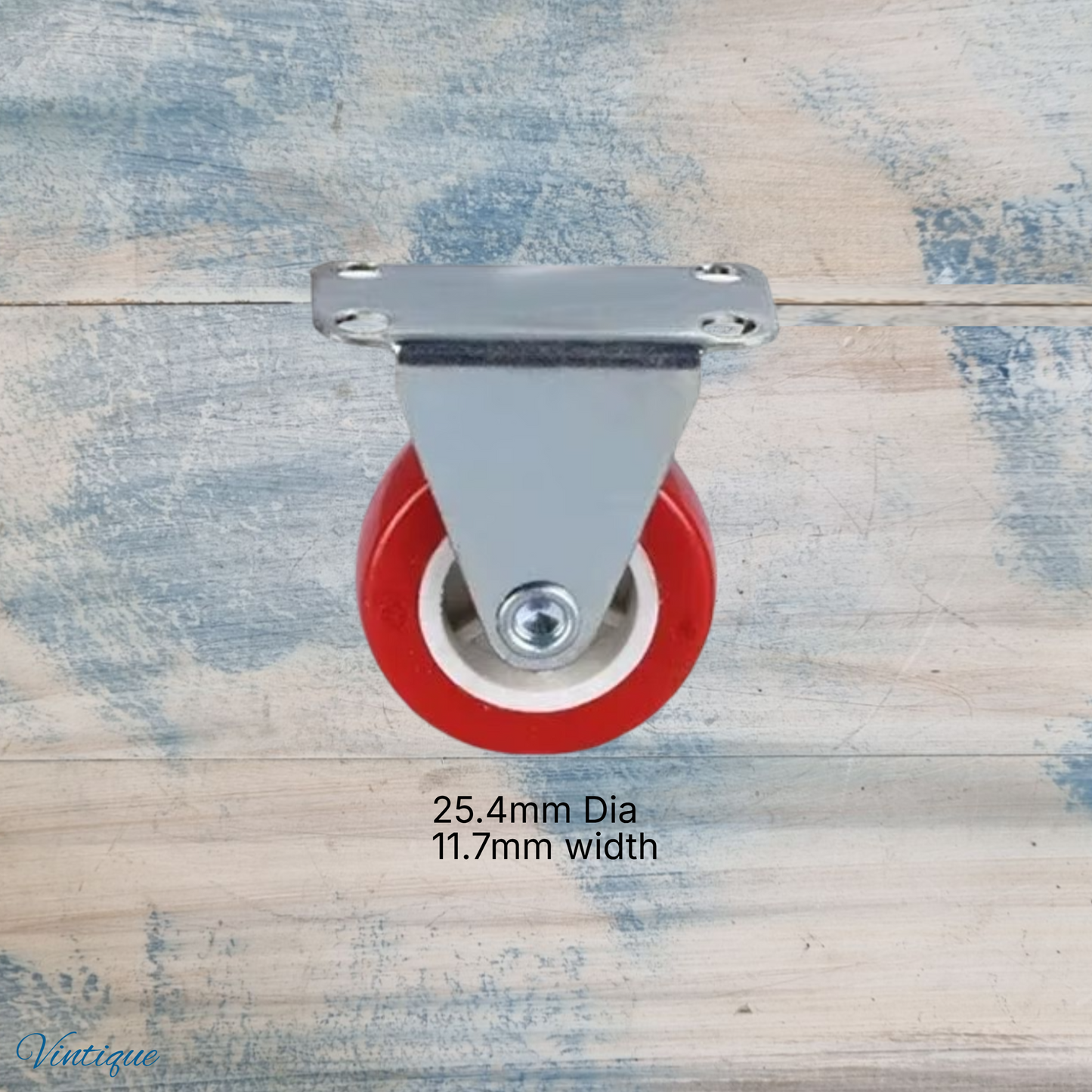 Red Urethane Fixed directional castor wheel -25.4mm wheel