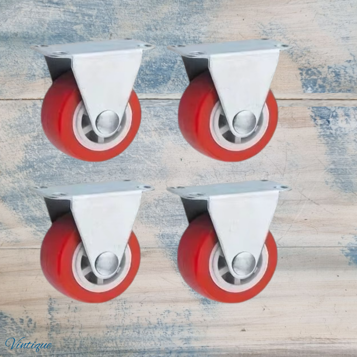 Red Urethane Fixed directional castor wheel -25.4mm wheel
