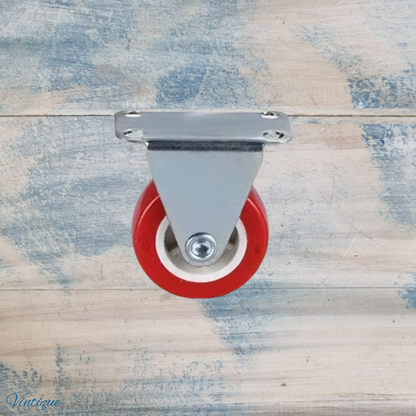Red Urethane Fixed directional castor wheel -25.4mm wheel