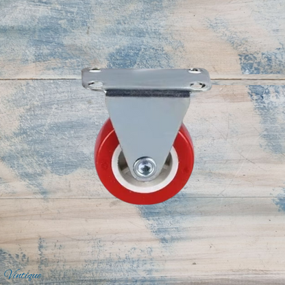 Red Urethane Fixed Directional castor wheel -31.7mm wheel