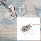 Antique silver latch lock set with key and escutcheon on a wooden background, dimensions shown in inset.