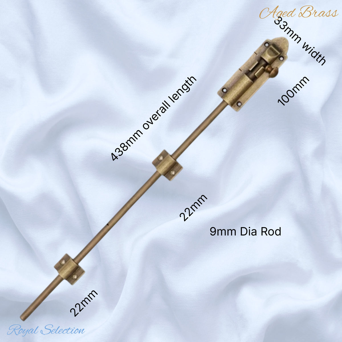 Aged Brass sliding Barrel Bolt long Bolt  7 sizes 100mm To 630mm