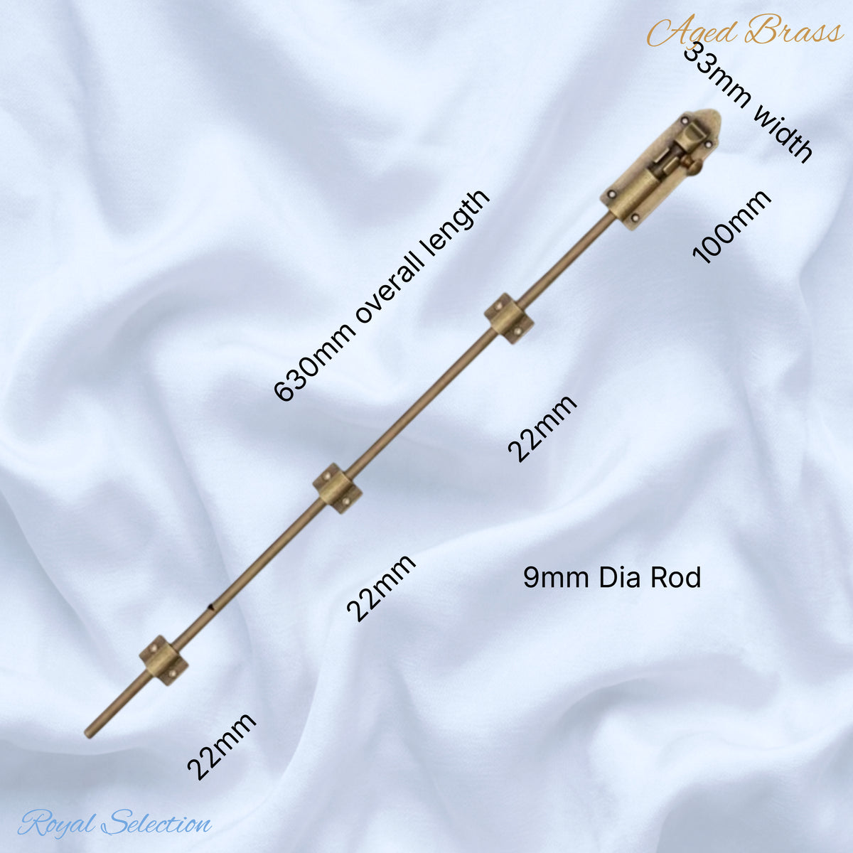 Aged Brass sliding Barrel Bolt long Bolt  7 sizes 100mm To 630mm