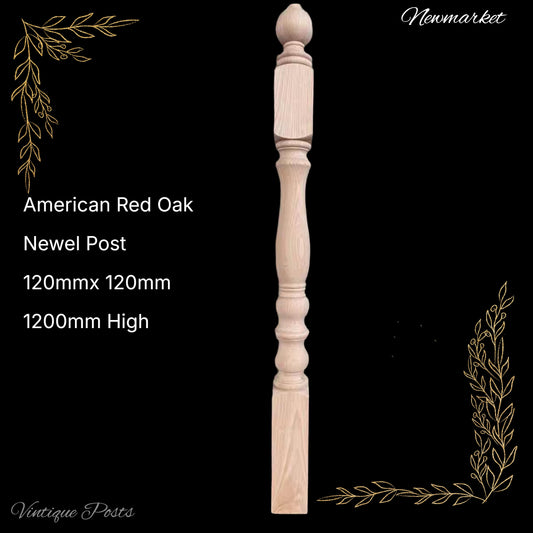 Newmarket wooden (Red Oak) Newel post 1200mm L x 120mm x 120mm