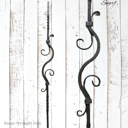 "Swarf' Flower Wrought Iron Baluster 850mm long x 100mm wide